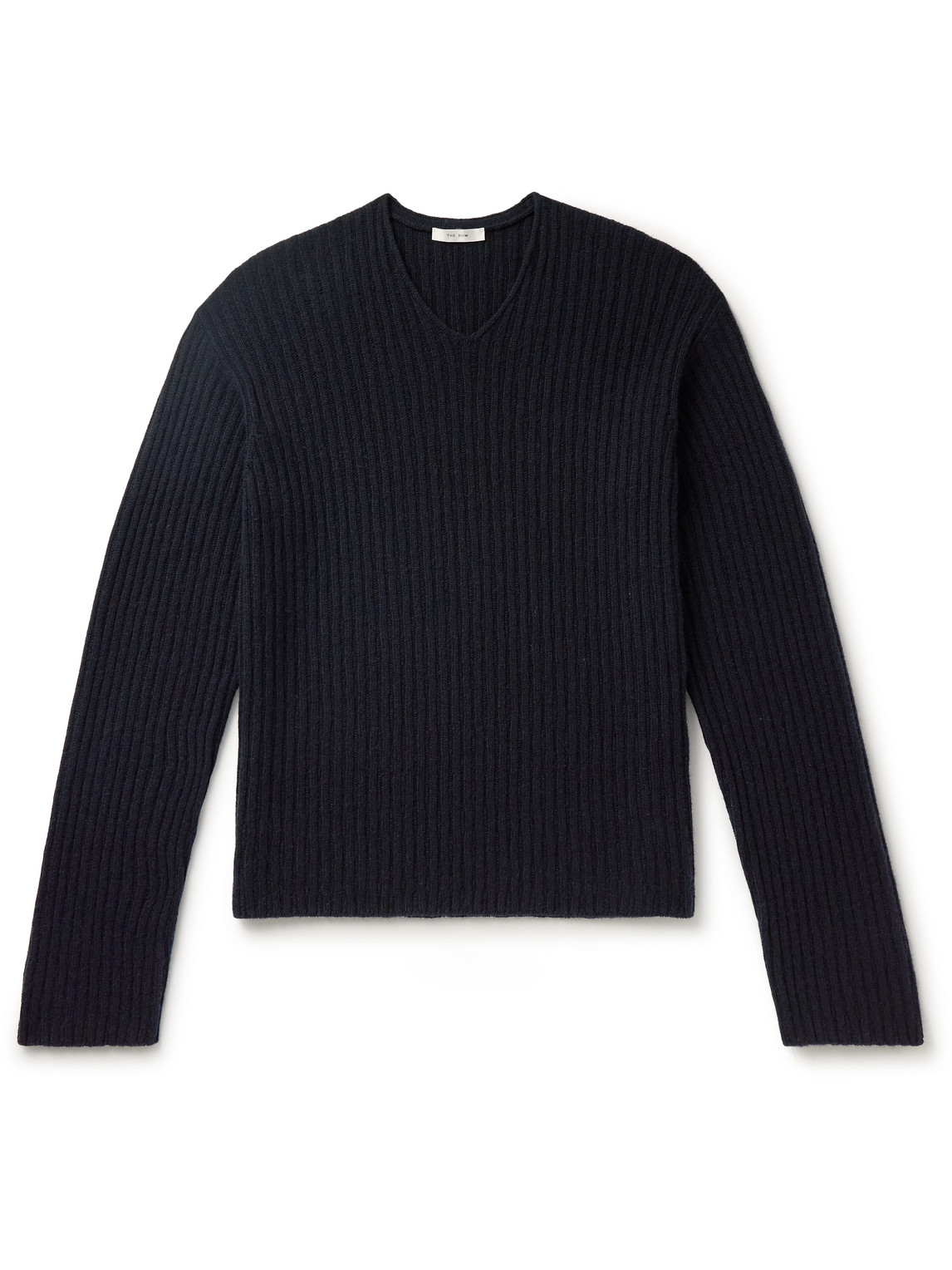 The Row Gustave Ribbed Cashmere Sweater In Blue