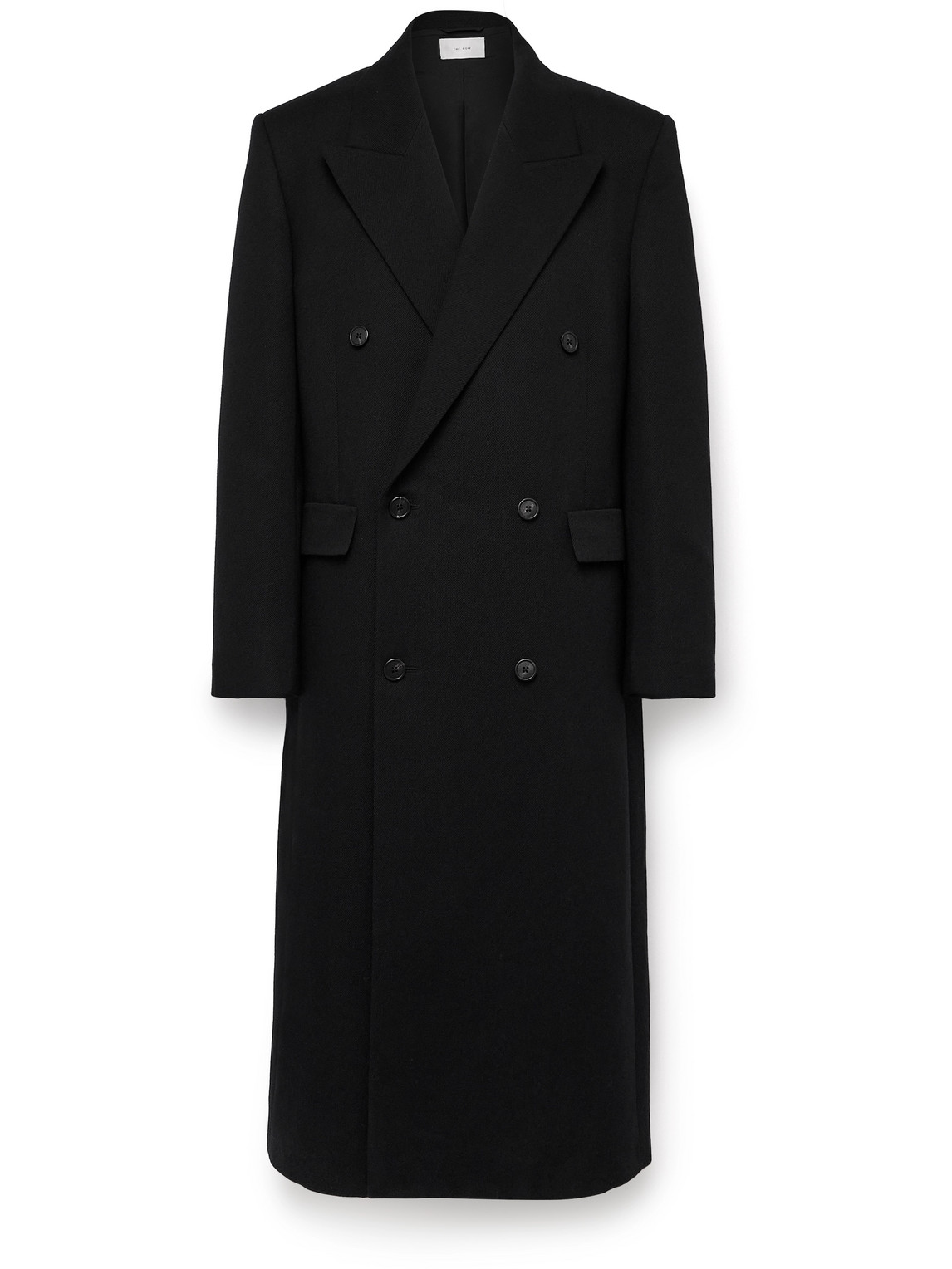 The Row Velasco Double-breasted Twill Coat In Black