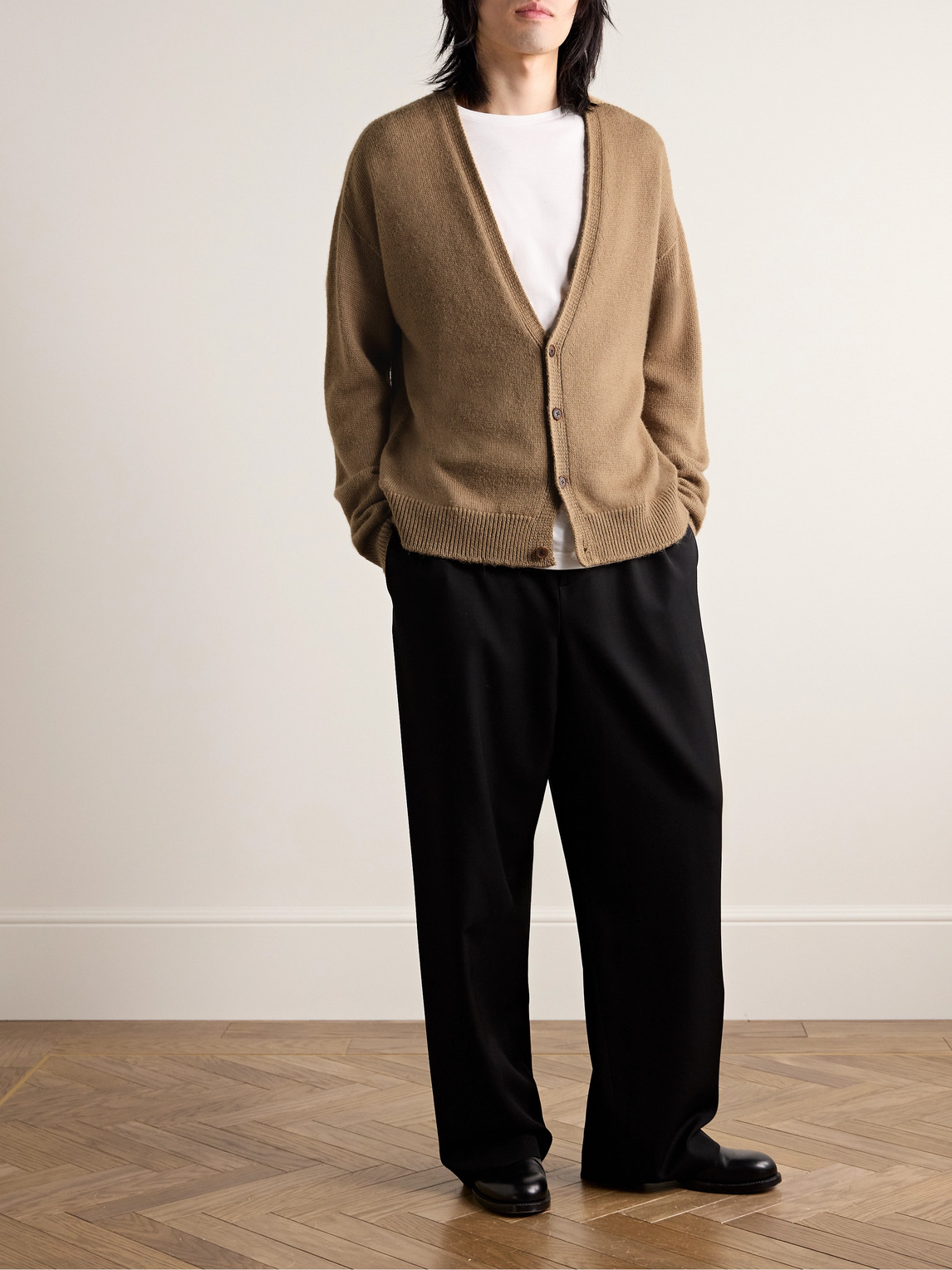 The Row Camel Alpaca Blend Sheldon Cardigan In Brown