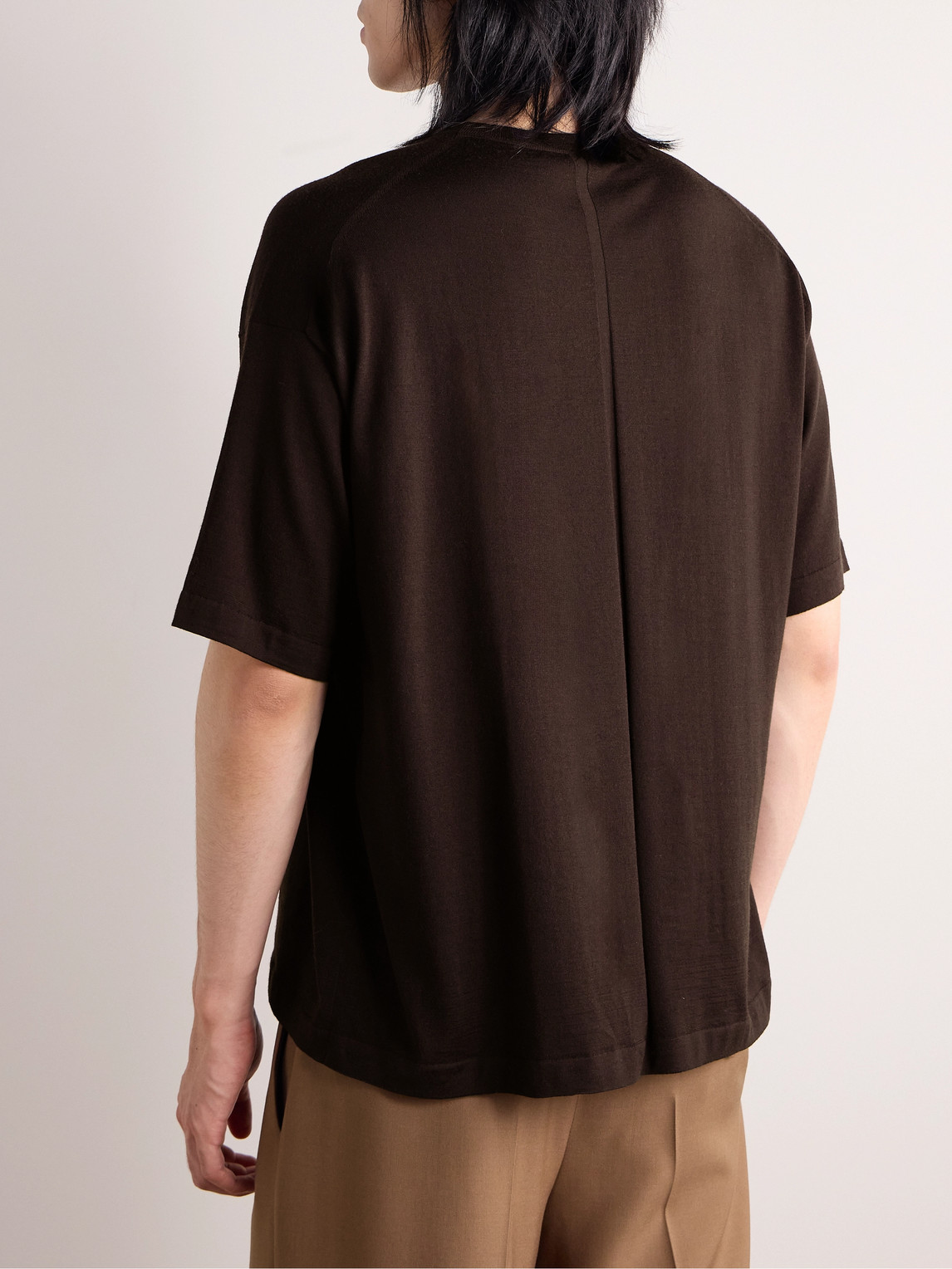 The Row Dlomu Wool-jersey T-shirt In Brown
