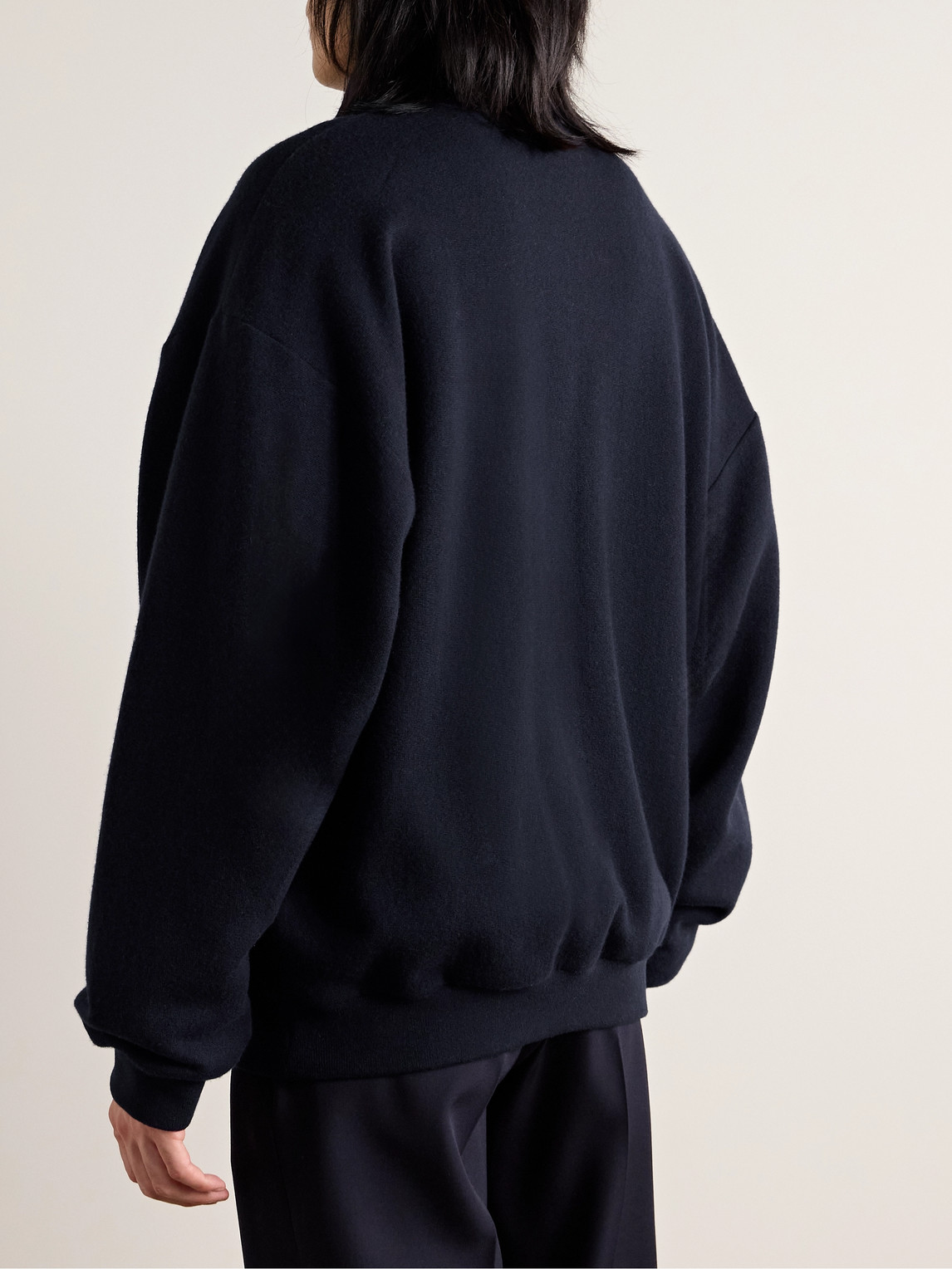 The Row Dazen Oversized Cashmere And Cotton-blend Zip-up Cardigan In Blue