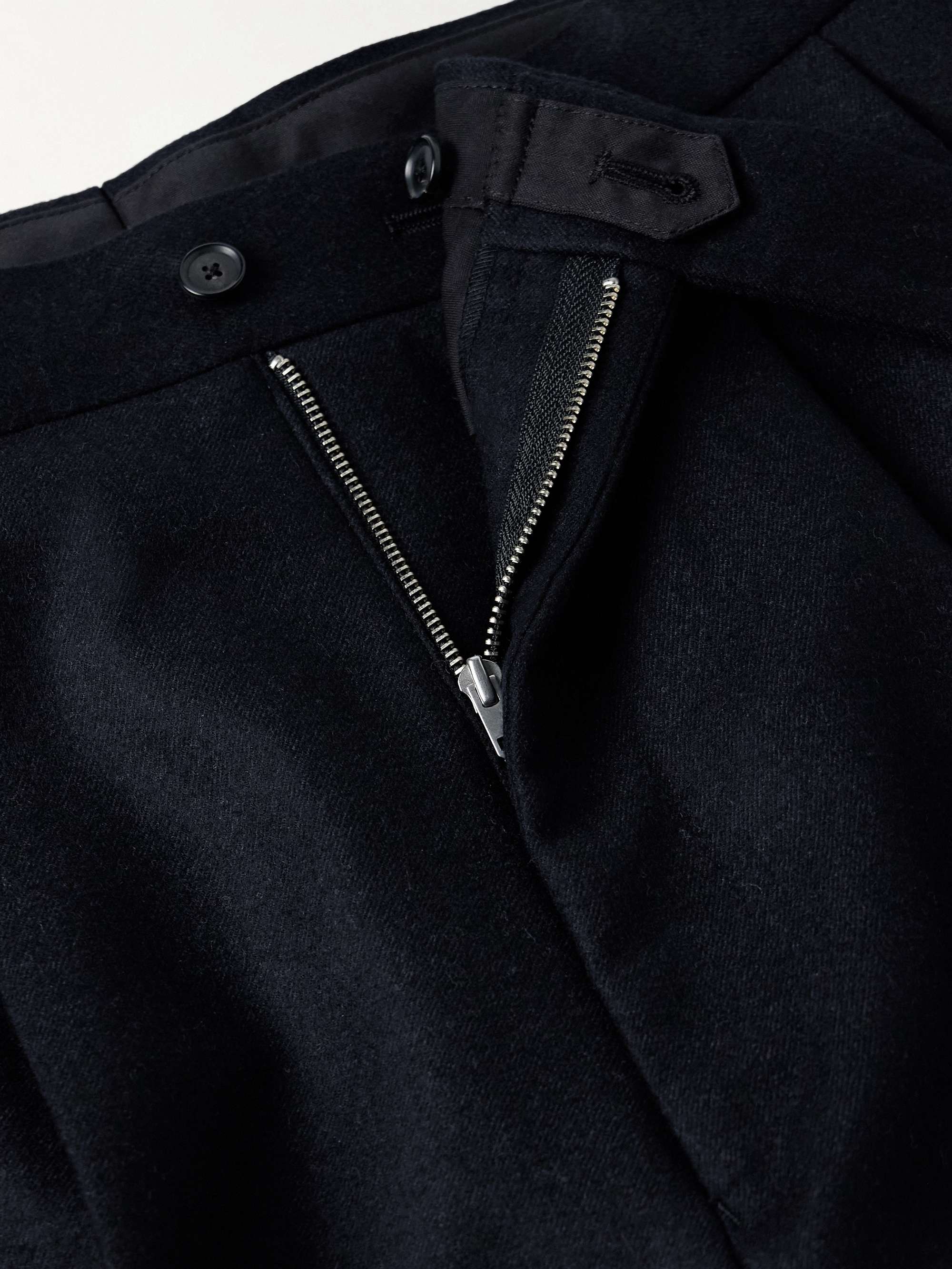 Navy Wide-Leg Pleated Wool-Twill Suit Trousers | KAPTAIN