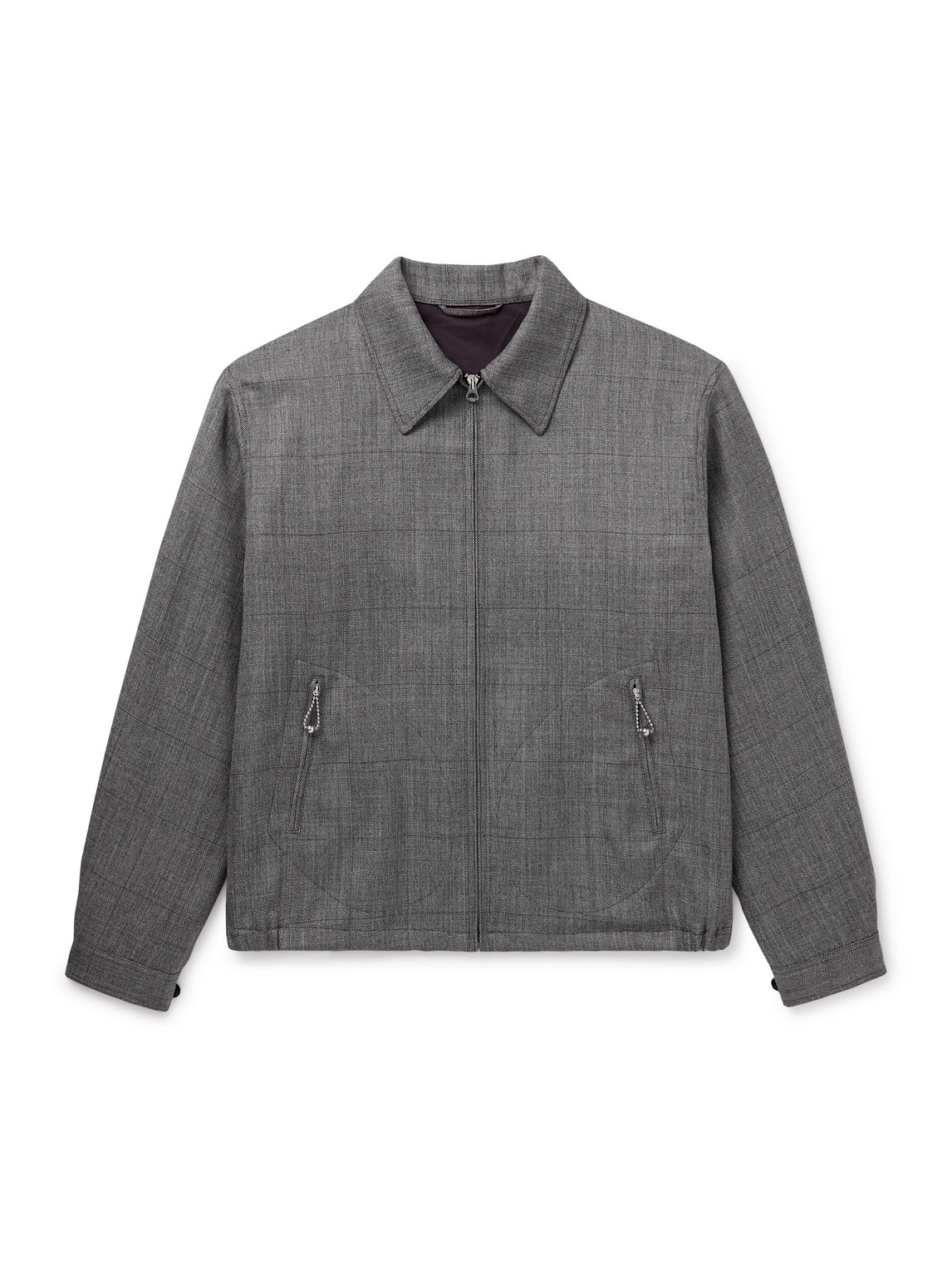 Kaptain Sunshine Checked Wool-gabardine Blouson Jacket In Grey