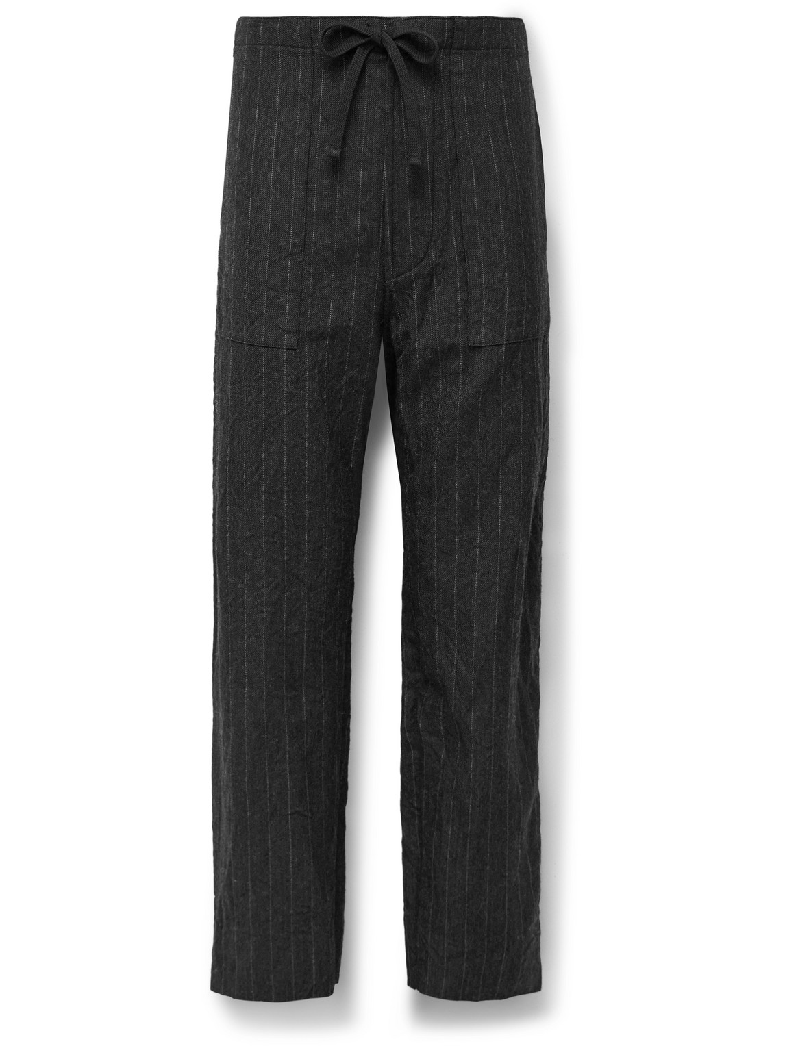 Take Easy Baker Straight-Leg Pinstriped Wool-Twill Drawstring Suit Trousers