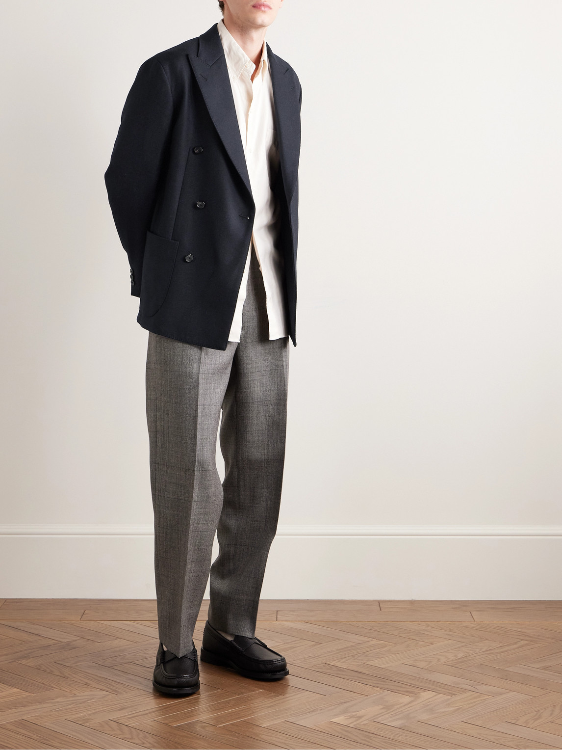 KAPTAIN SUNSHINE DOUBLE-BREASTED WOOL-TWILL SUIT JACKET