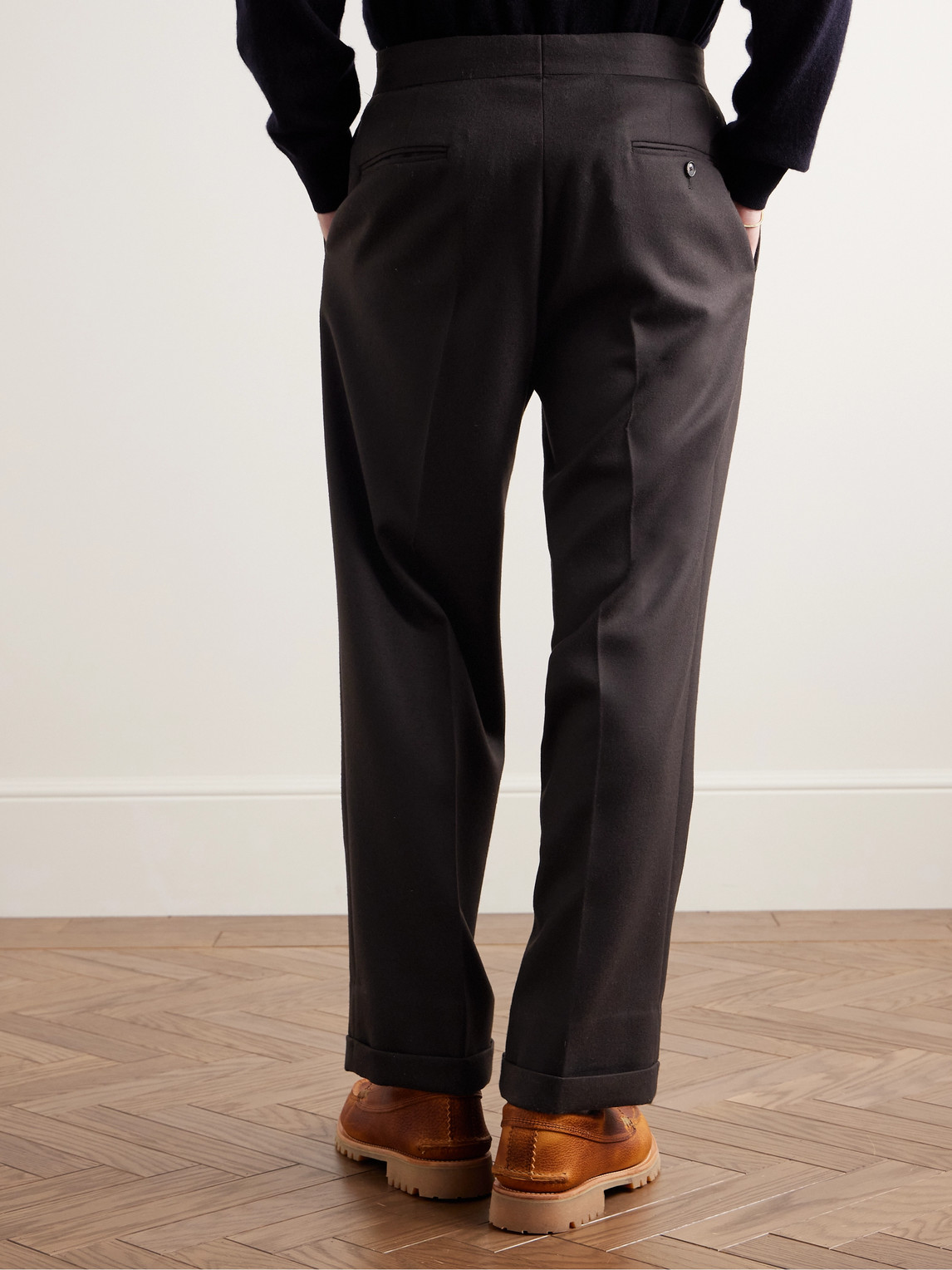 Shop Kaptain Sunshine Wide-leg Cropped Pleated Wool-twill Suit Trousers In Brown