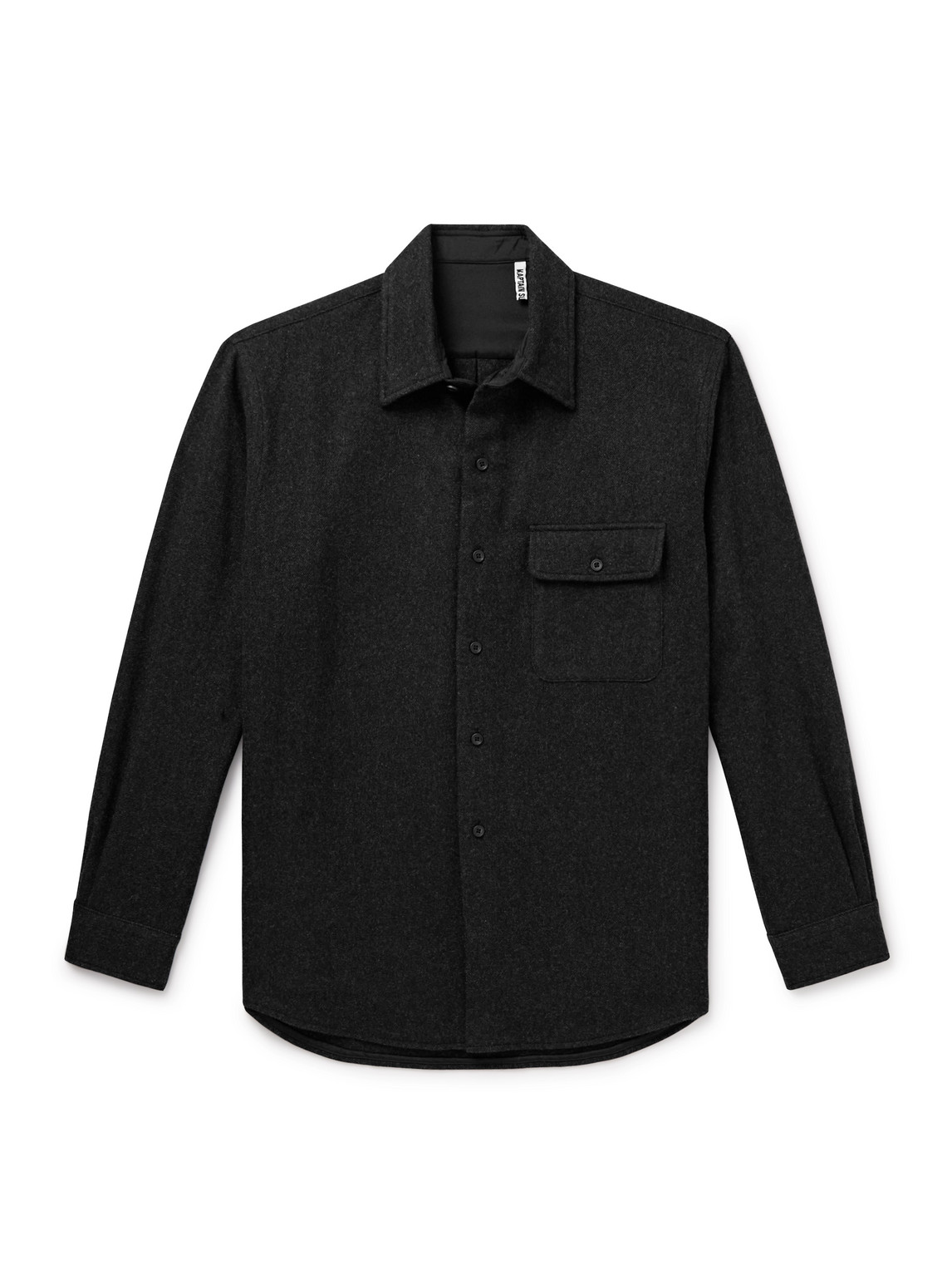 Kaptain Sunshine C.p.o Brushed Cashmere-flannel Shirt Jacket In Black