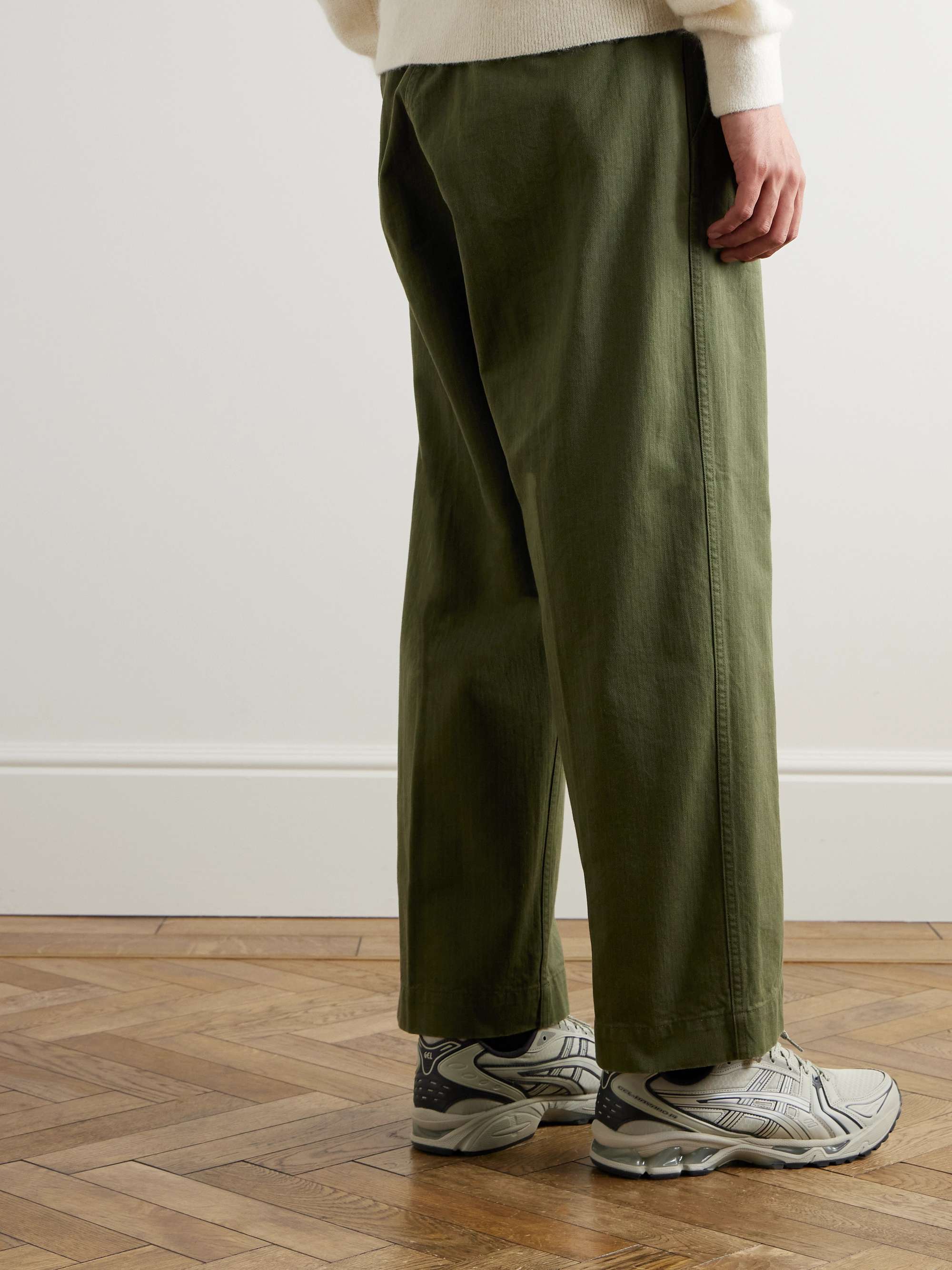 BEAMS PLUS Wide-Leg Herringbone Cotton Trousers