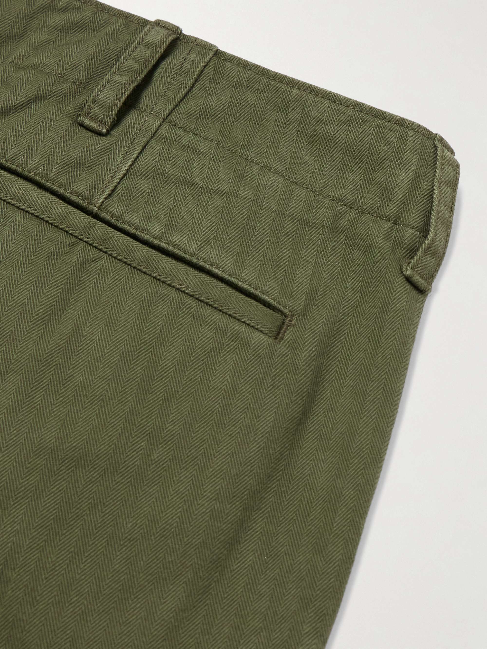 BEAMS PLUS Wide-Leg Herringbone Cotton Trousers