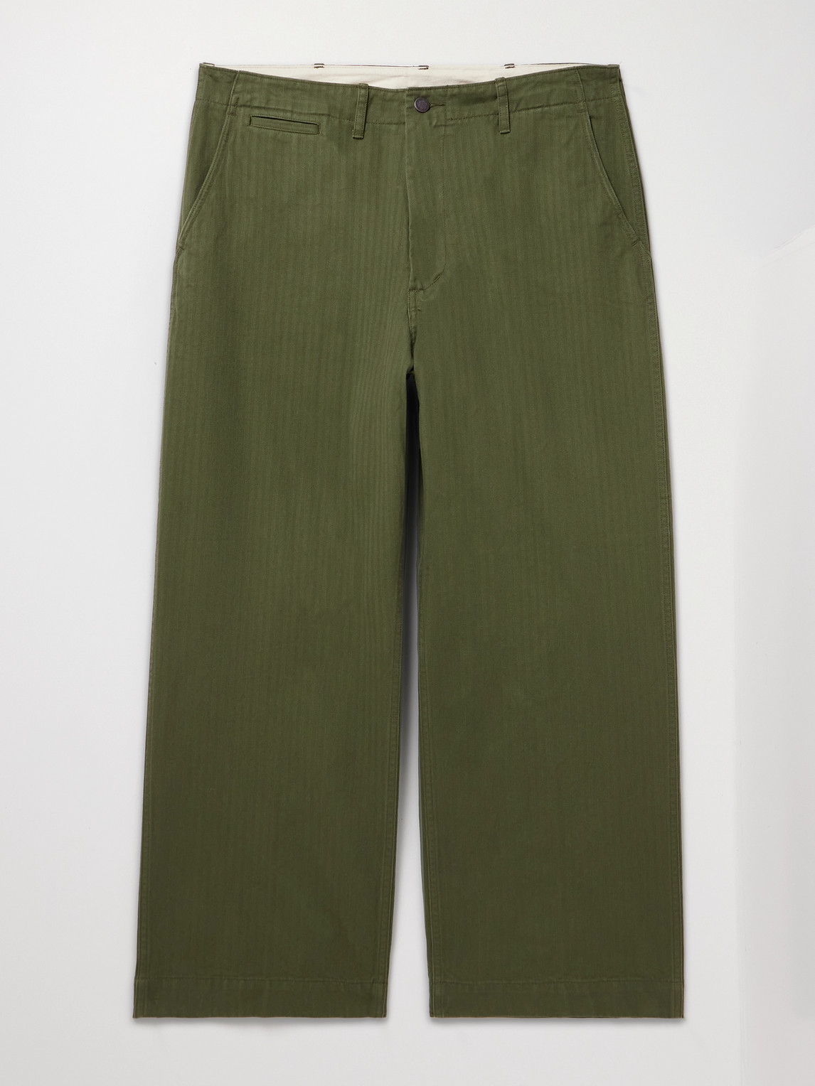 Beams Plus Wide-Leg Herringbone Cotton-Twill Trousersen