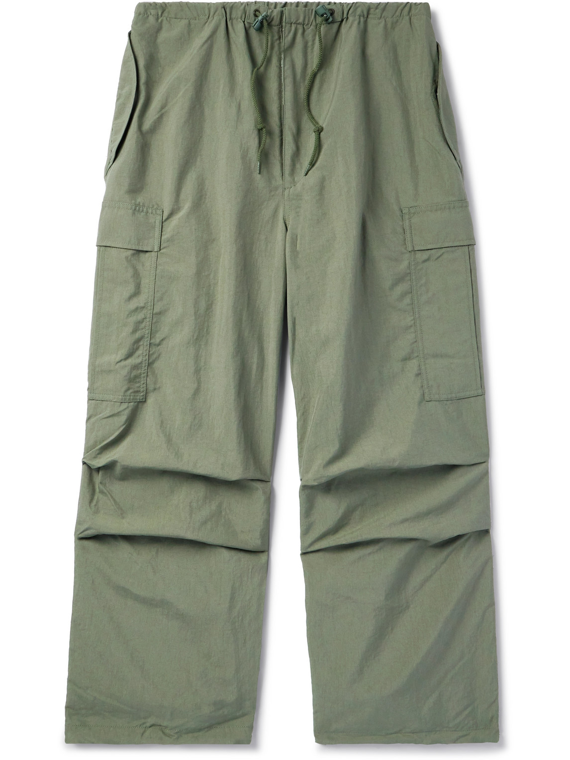 Beams Straight-leg Nylon Cargo Trousers In Green