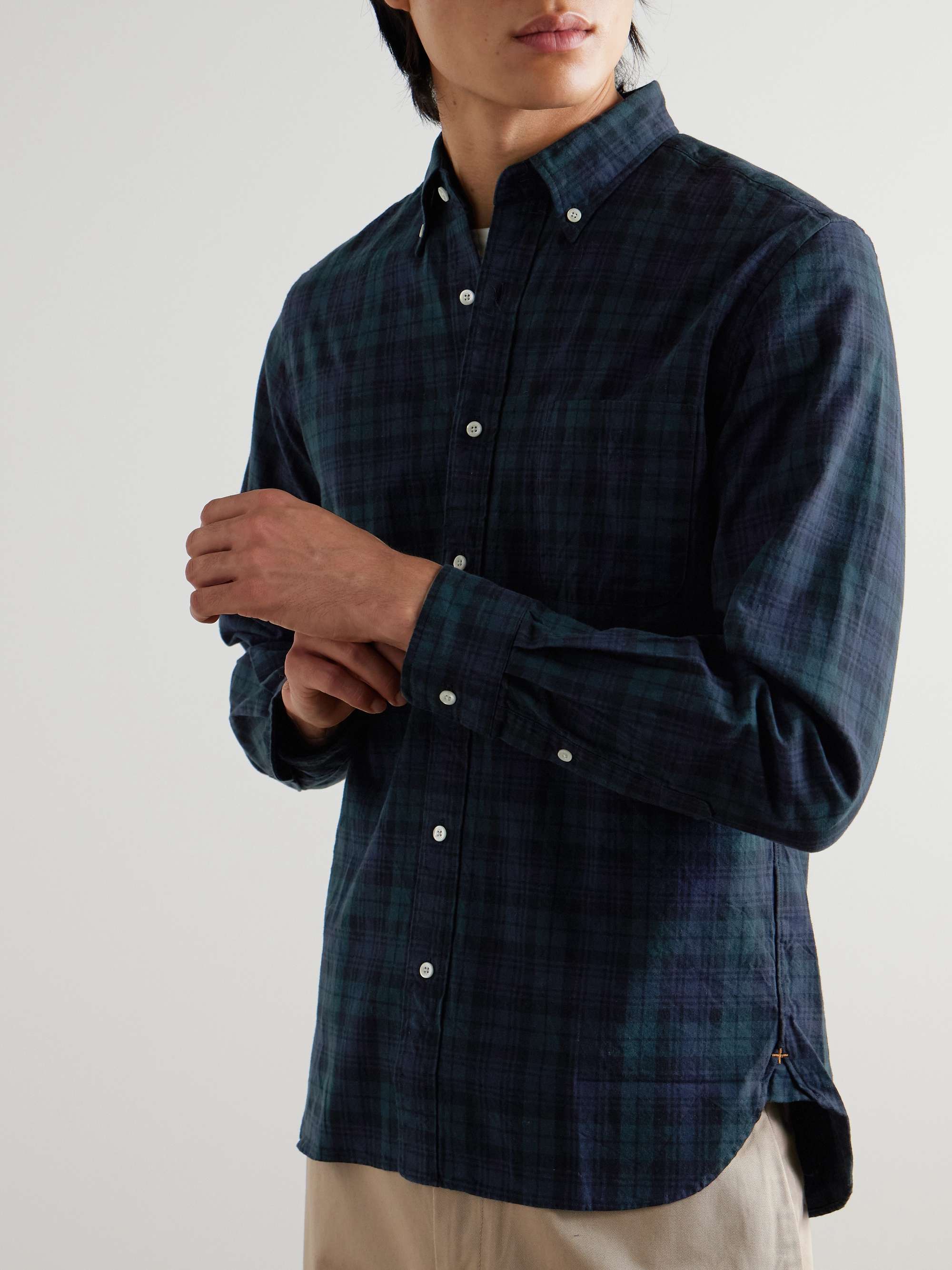 BEAMS PLUS Button-Down Collar Checked Cotton Shirt