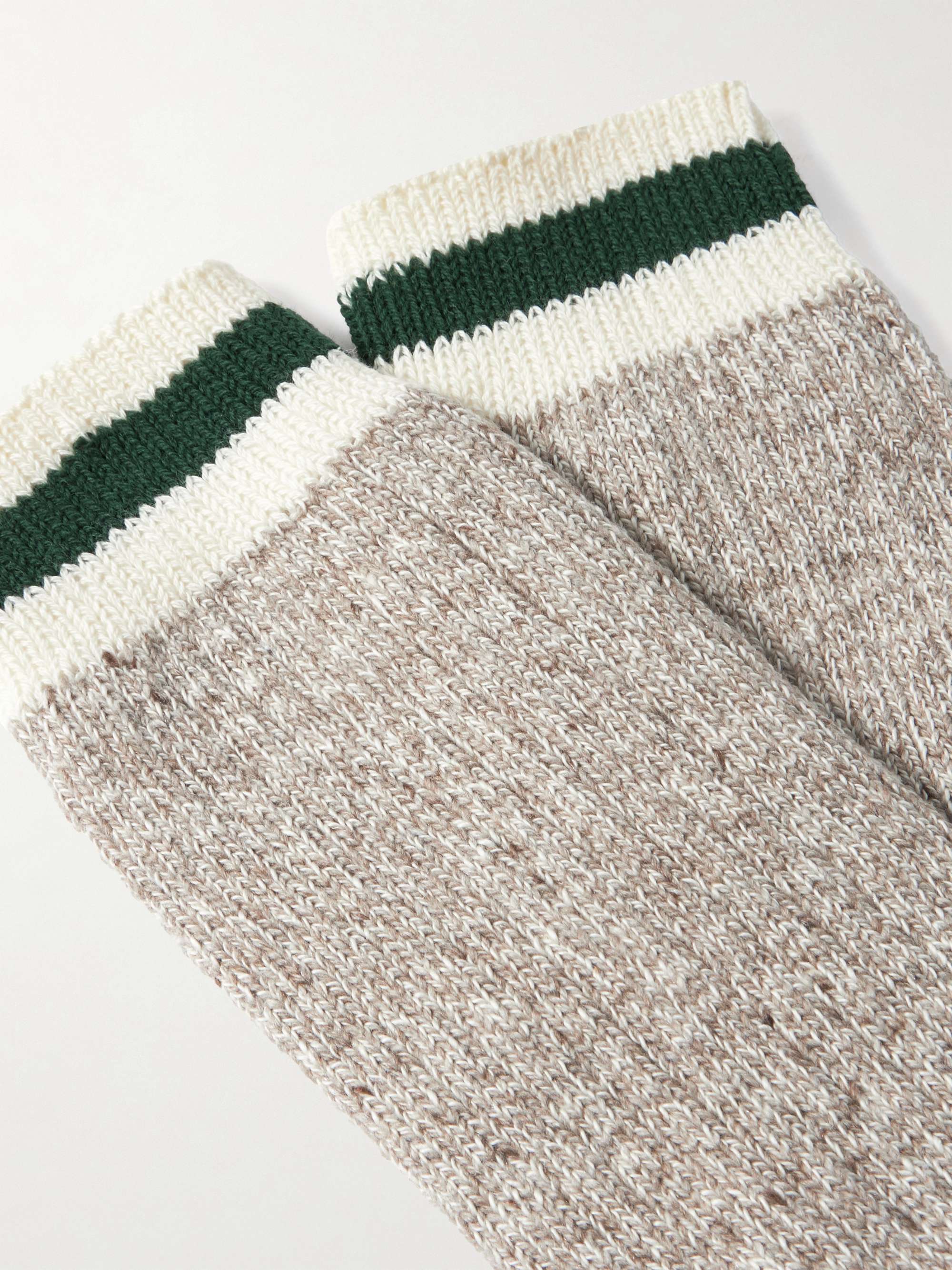 BEAMS PLUS Rag Two-Pack Striped Ribbed-Knit Socks