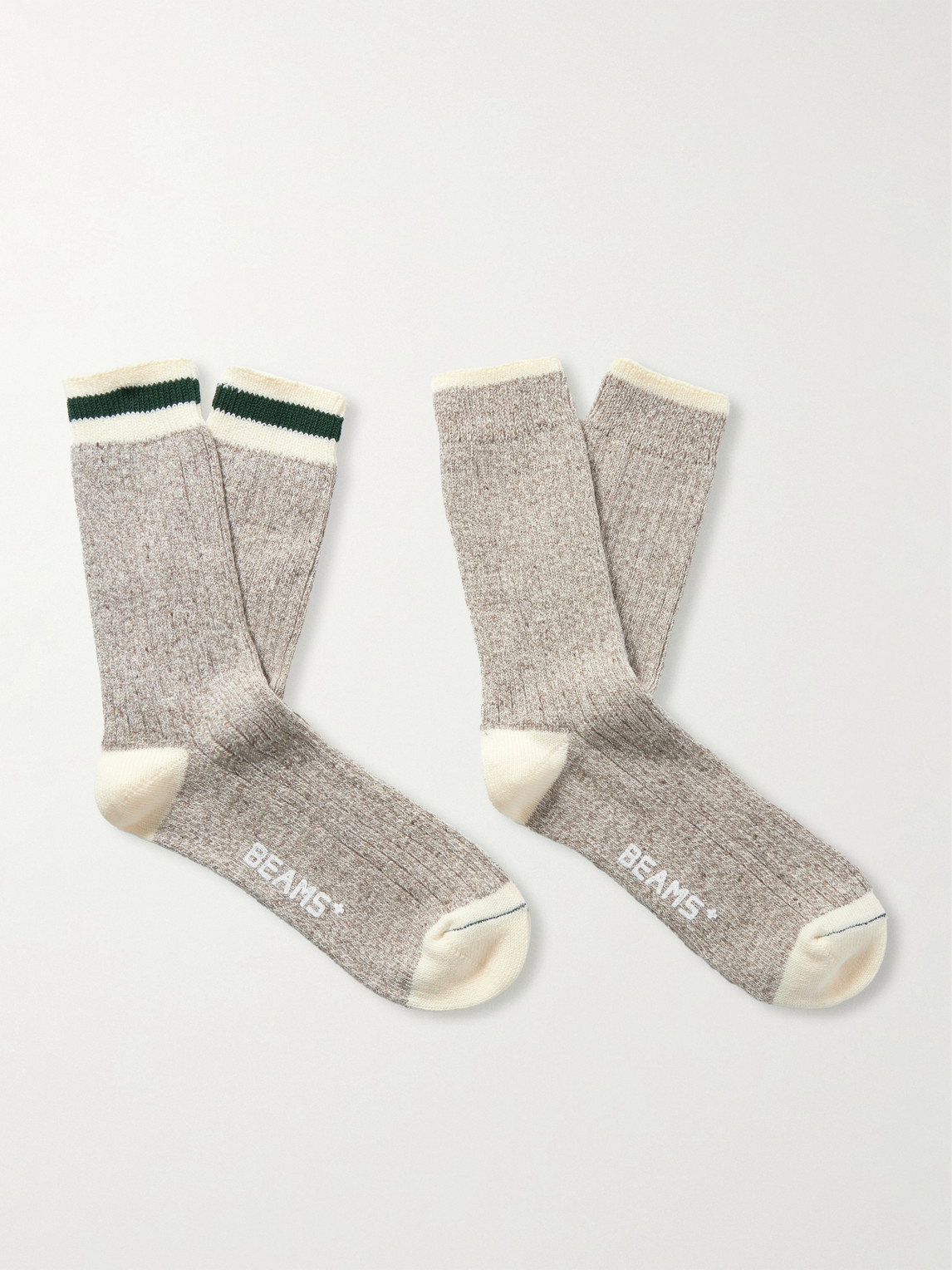 Beams Plus Rag Two-Pack Striped Ribbed-Knit Socks - Men