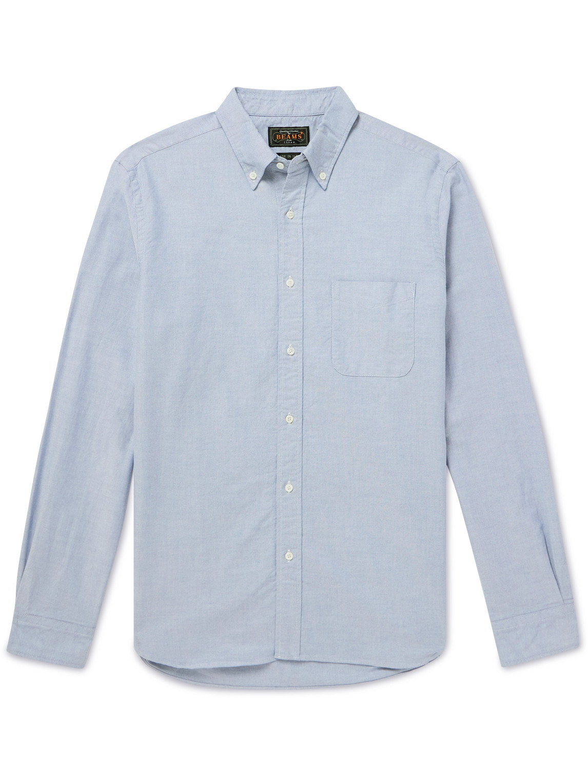 Beams Button-down Collar Cotton Oxford Shirt In Blue