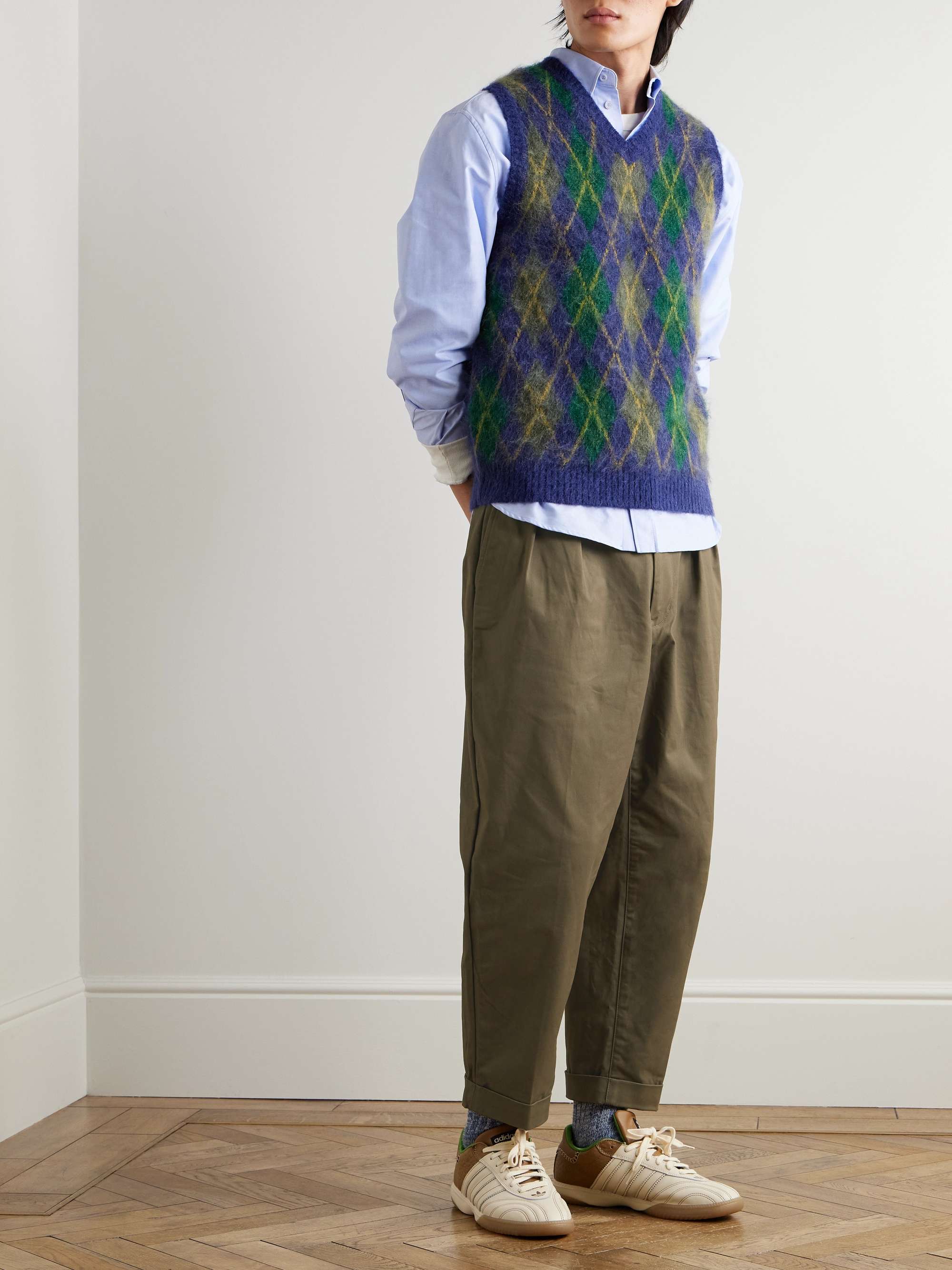 BEAMS PLUS Tapered Cropped Pleated Cotton-Blend Twill Trousers
