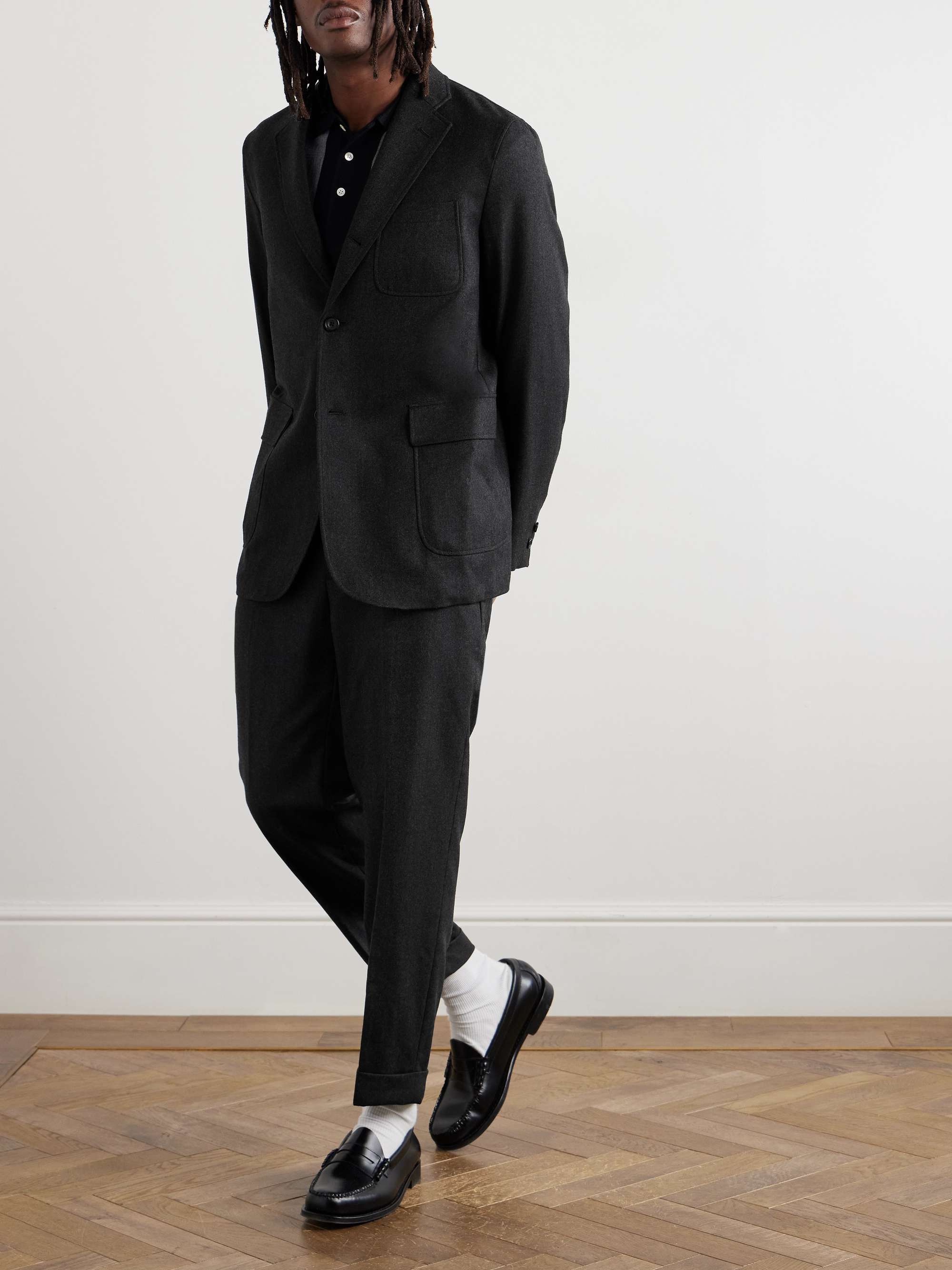 BEAMS PLUS Ivy Cropped Tapered Brushed Wool-Blend Twill Suit BEAMS PLUS Ivy Cropped Tapered Brushed Wool-Blend Twill Suit