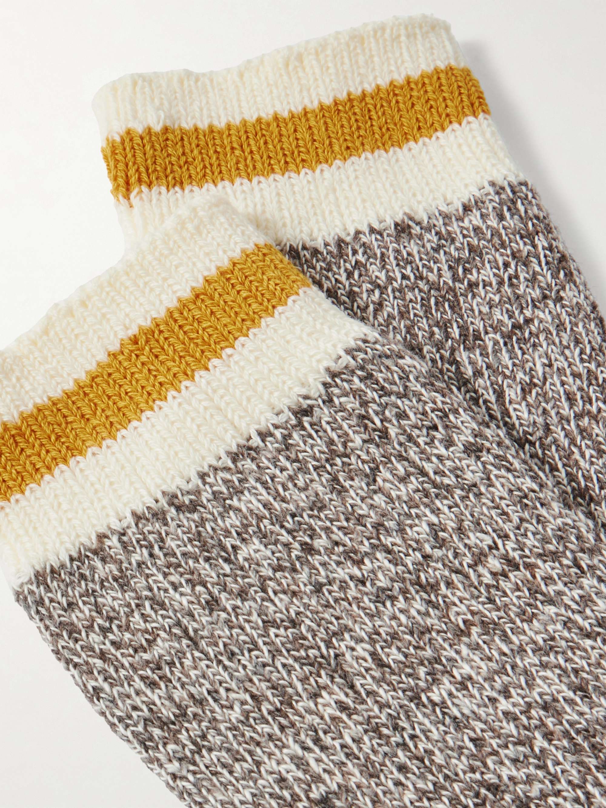 BEAMS PLUS Rag Two-Pack Striped Ribbed-Knit Socks