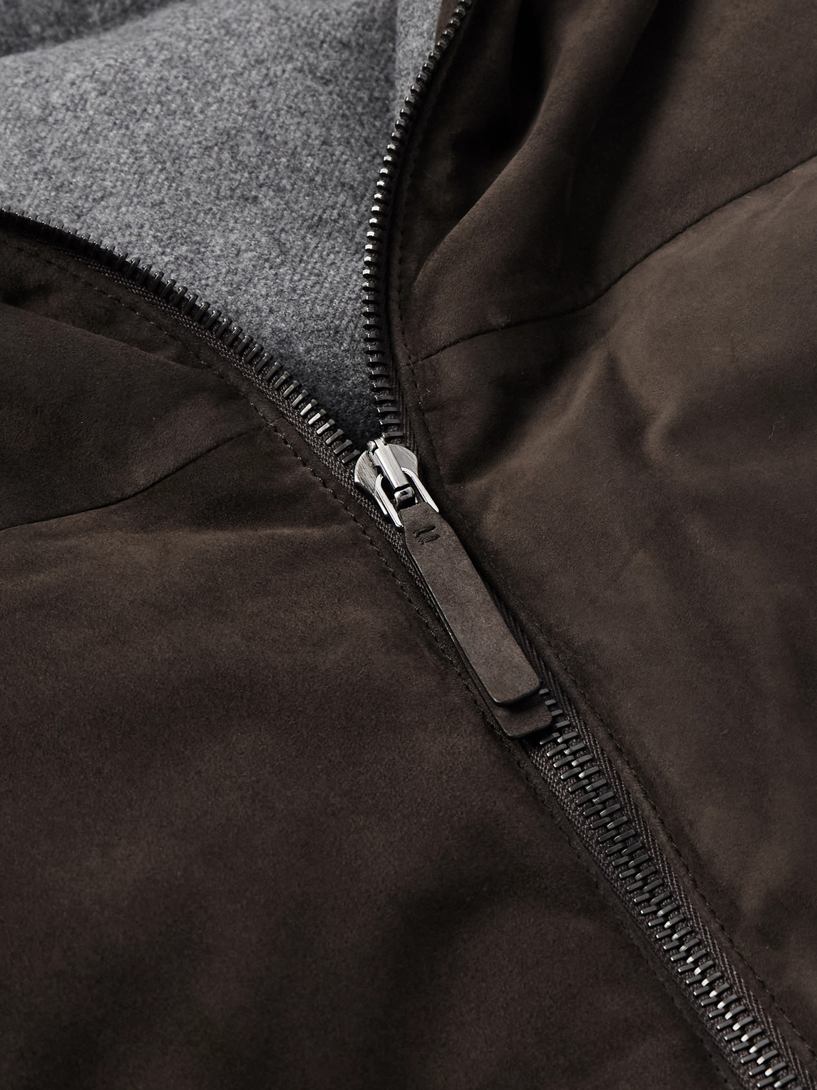 Shop Zegna Quilted Suede Down Gilet In Brown