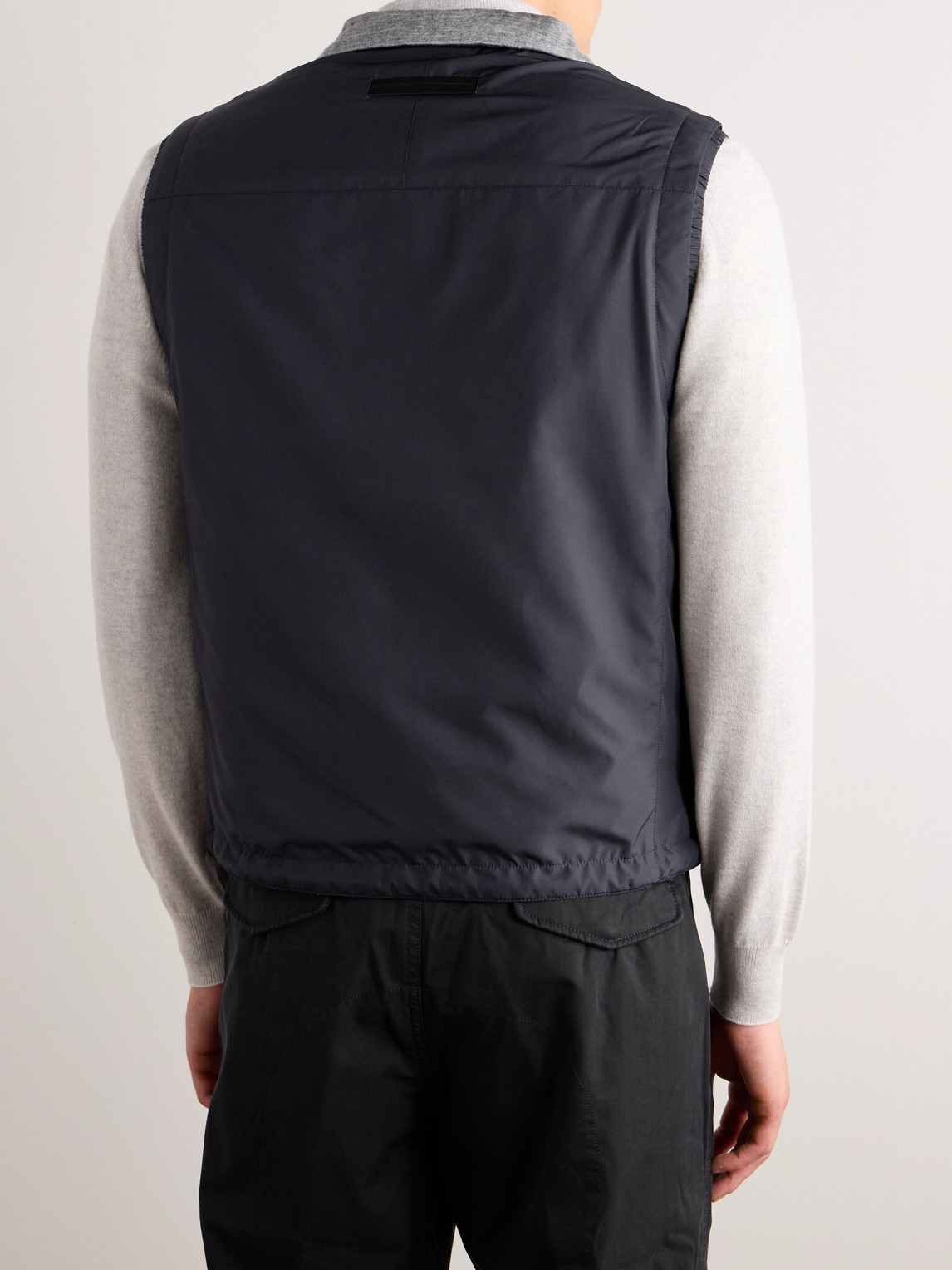 Shop Zegna Reversible Shell And Cashmere-blend Twill Gilet In Blue