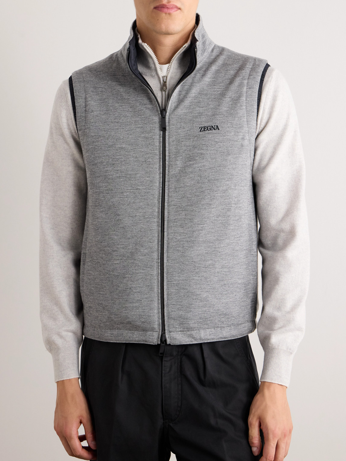 Shop Zegna Reversible Shell And Cashmere-blend Twill Gilet In Blue