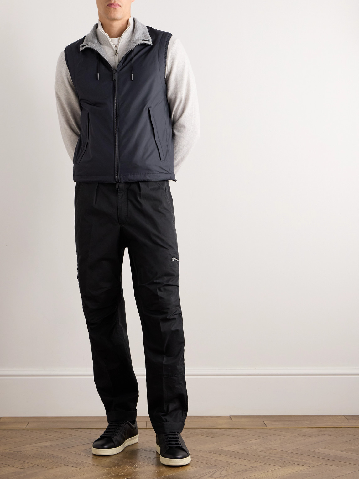 Shop Zegna Reversible Shell And Cashmere-blend Twill Gilet In Blue