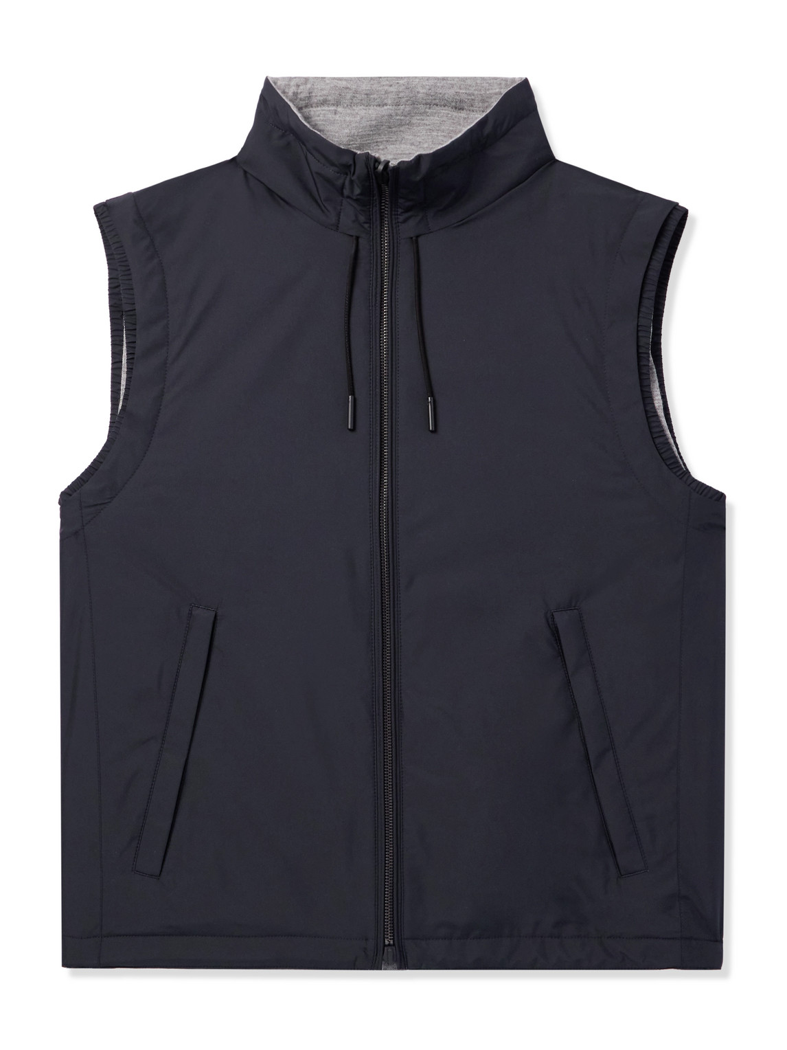 Shop Zegna Reversible Shell And Cashmere-blend Twill Gilet In Blue