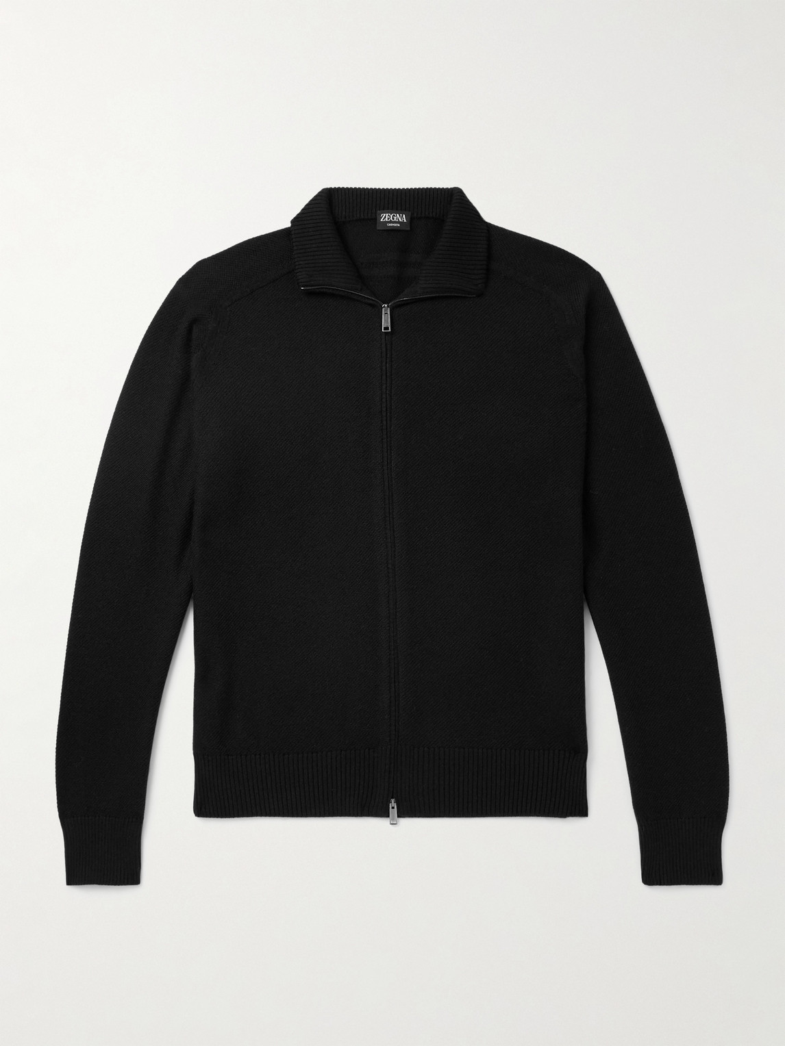 Zegna Logo-embroidered Cashmere And Silk-blend Cardigan In Black