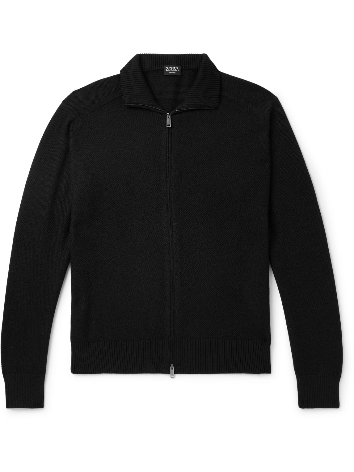 Zegna Logo-embroidered Cashmere And Silk-blend Cardigan In Black
