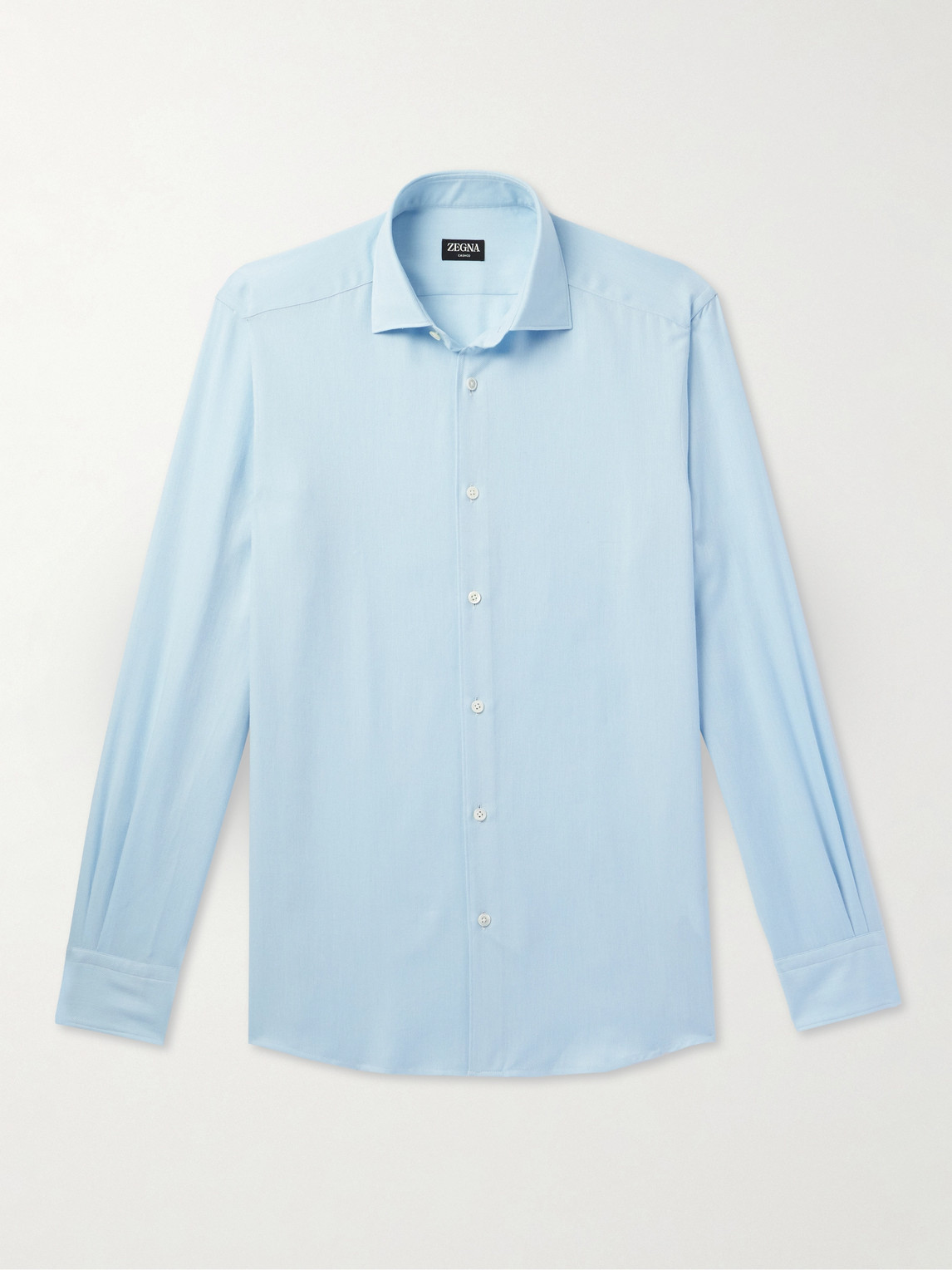 Zegna Cutaway-Collar Cotton and Cashmere-Blend Twill hirt - Men