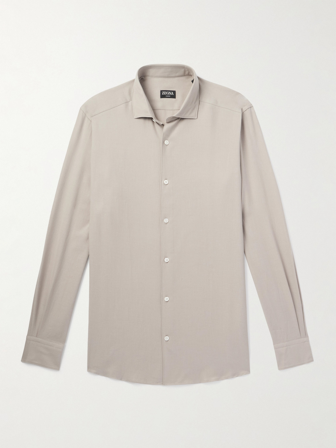 Zegna Cutaway-Collar Cotton and Cashmere-Blend Twill Shirten