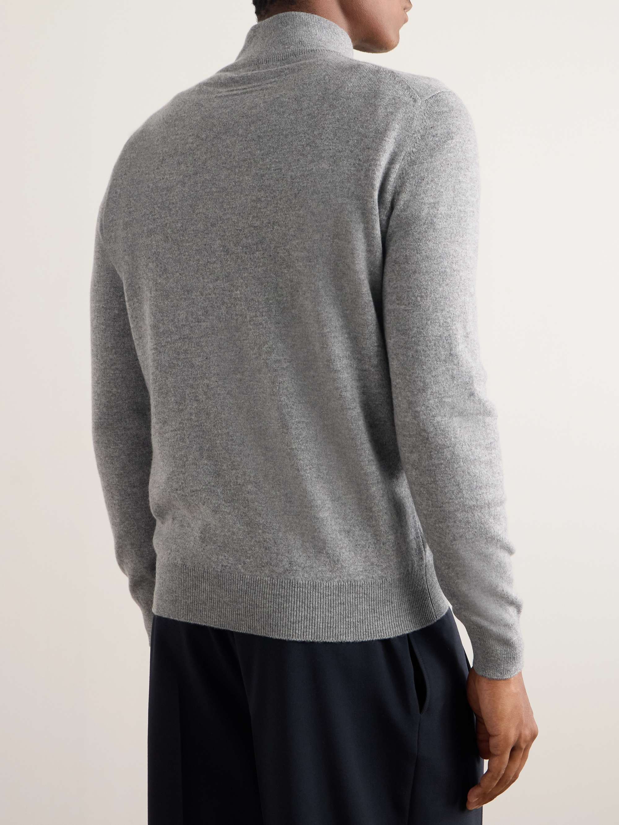 ZEGNA Oasi Nubuck-Trimmed Cashmere Half-Zip Sweater