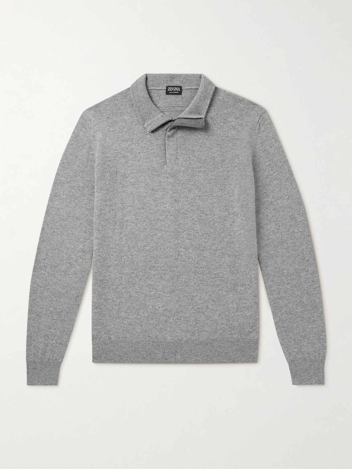 Zegna Oasi Nubuck-Trimmed Cashmere Half-Zip Sweater - Men