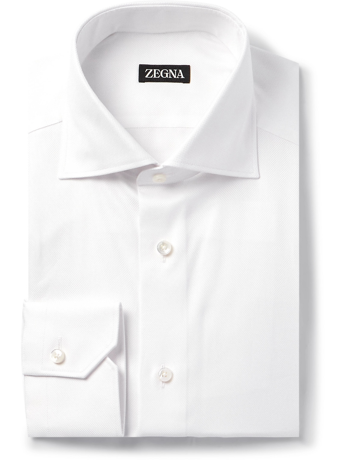 Zegna Cutaway-collar Cotton Oxford Shirt In White