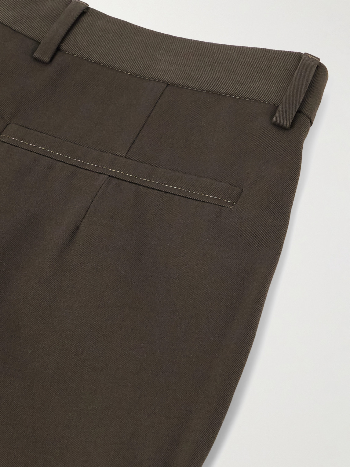 Zegna Straight-leg Pleated Cotton And Wool-blend Twill Trousers In Brown