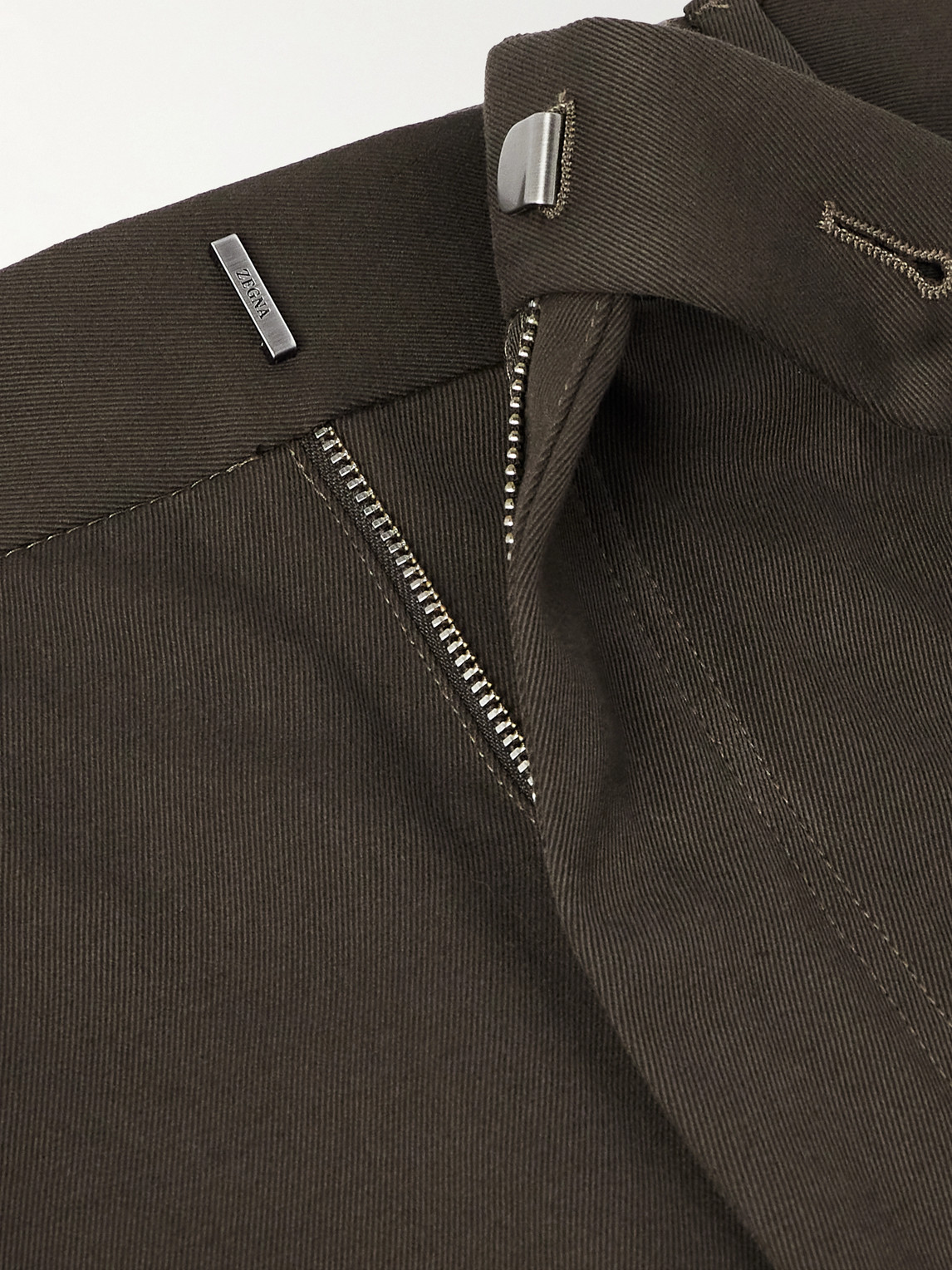 Zegna Straight-leg Pleated Cotton And Wool-blend Twill Trousers In Brown
