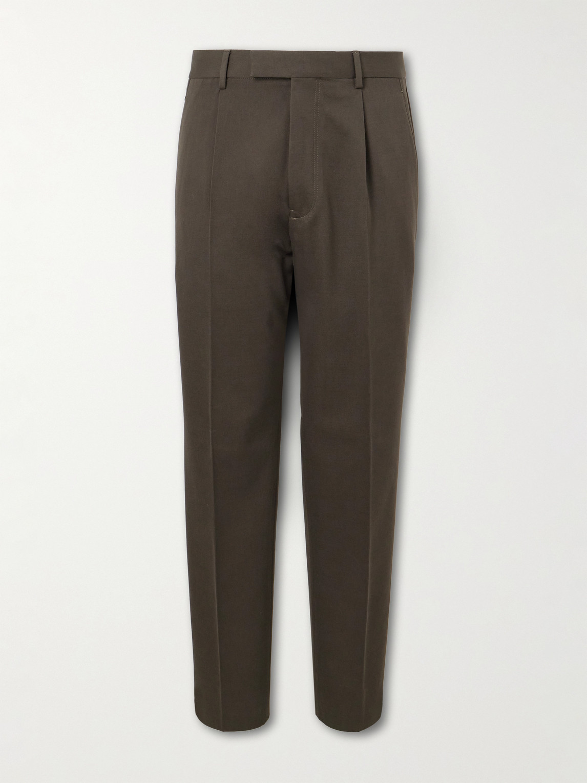 Zegna Straight-Leg Pleated Cotton and Wool-Blend Twill Trousers - Men