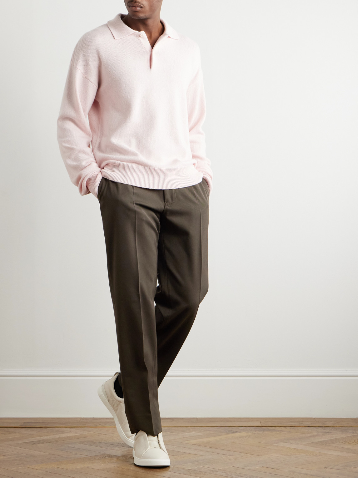 Zegna Straight-leg Pleated Cotton And Wool-blend Twill Trousers In Brown