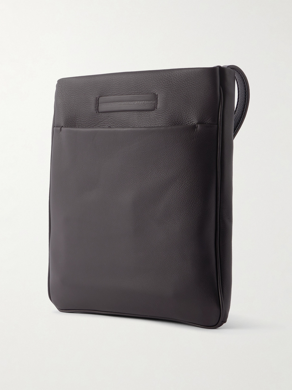 Zegna Secondskin Leather Messenger Bag In Brown