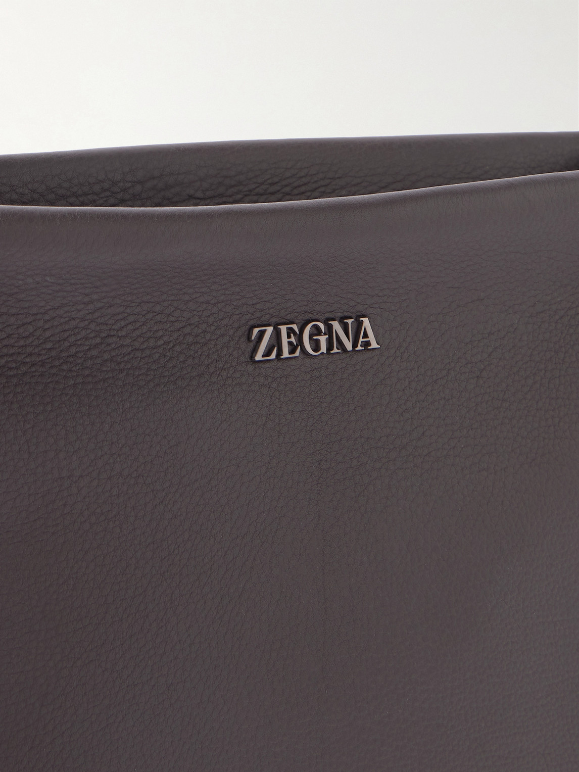 Zegna Secondskin Leather Messenger Bag In Brown