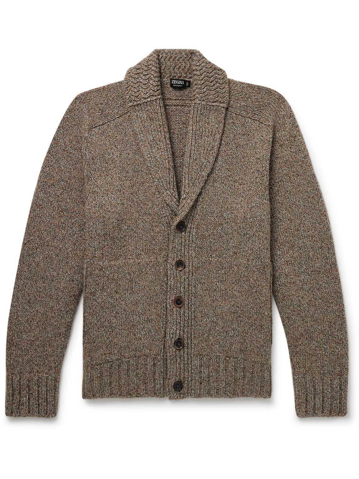 Zegna Shawl-collar Oasi Cashmere Cardigan In Brown