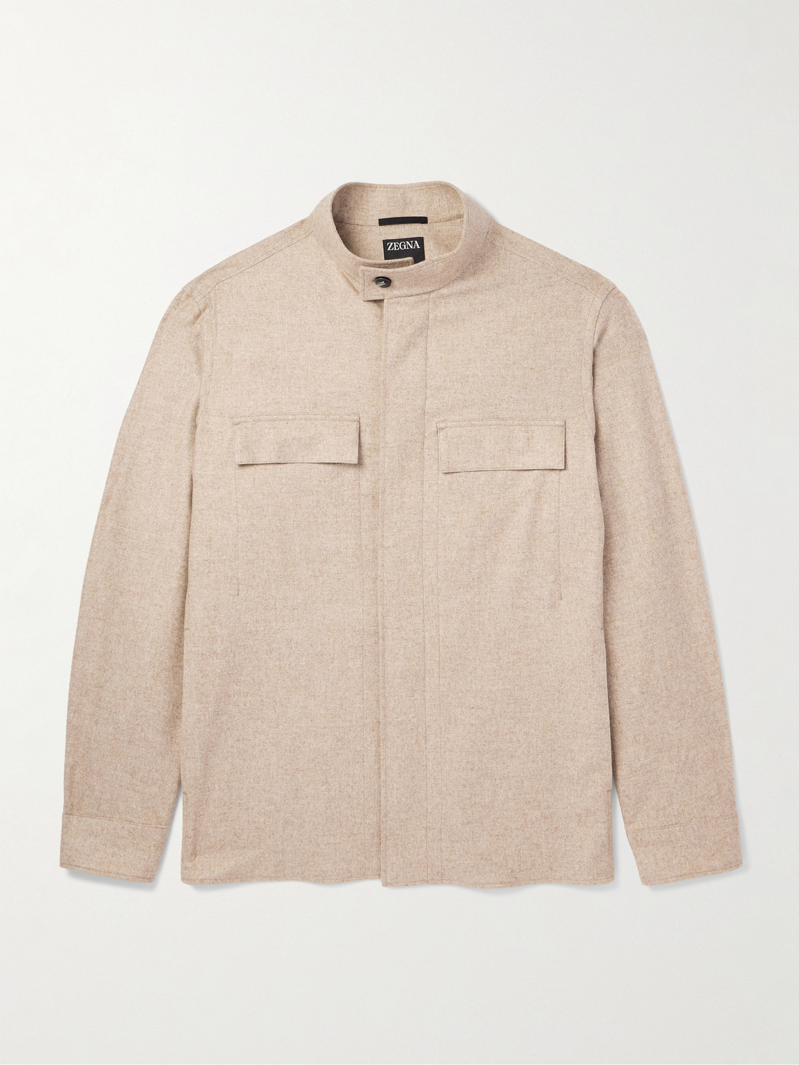 Zegna Grandad-Collar Cashmere Overshirt - Men