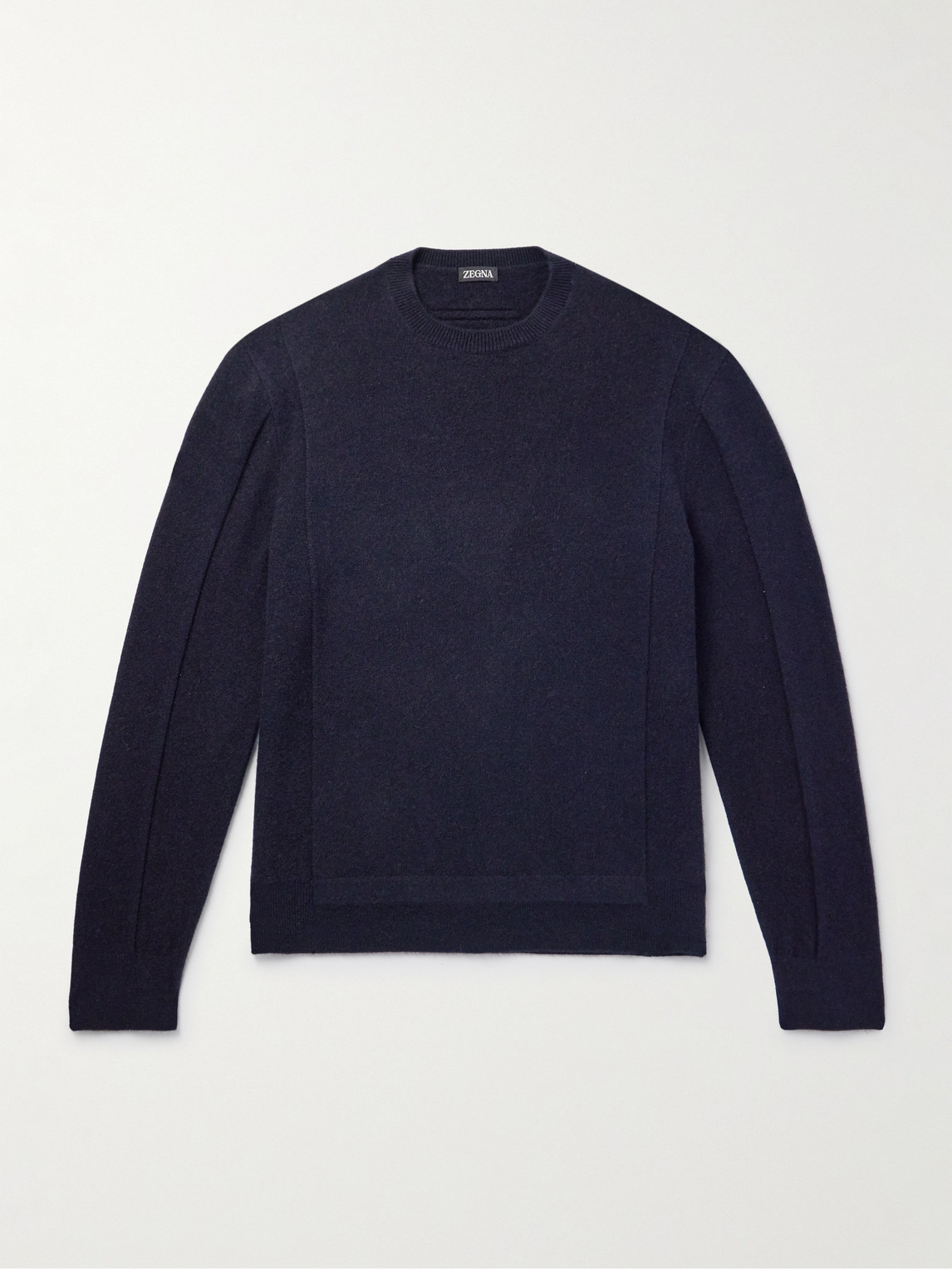 Zegna Logo-Detailed Brushed Wool and Cashmere-Blend Sweater - Men