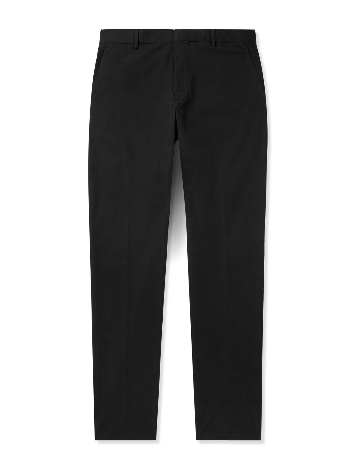 Zegna Straight-leg Garmet-dyed Stretch-cotton Twill Chinos In Black