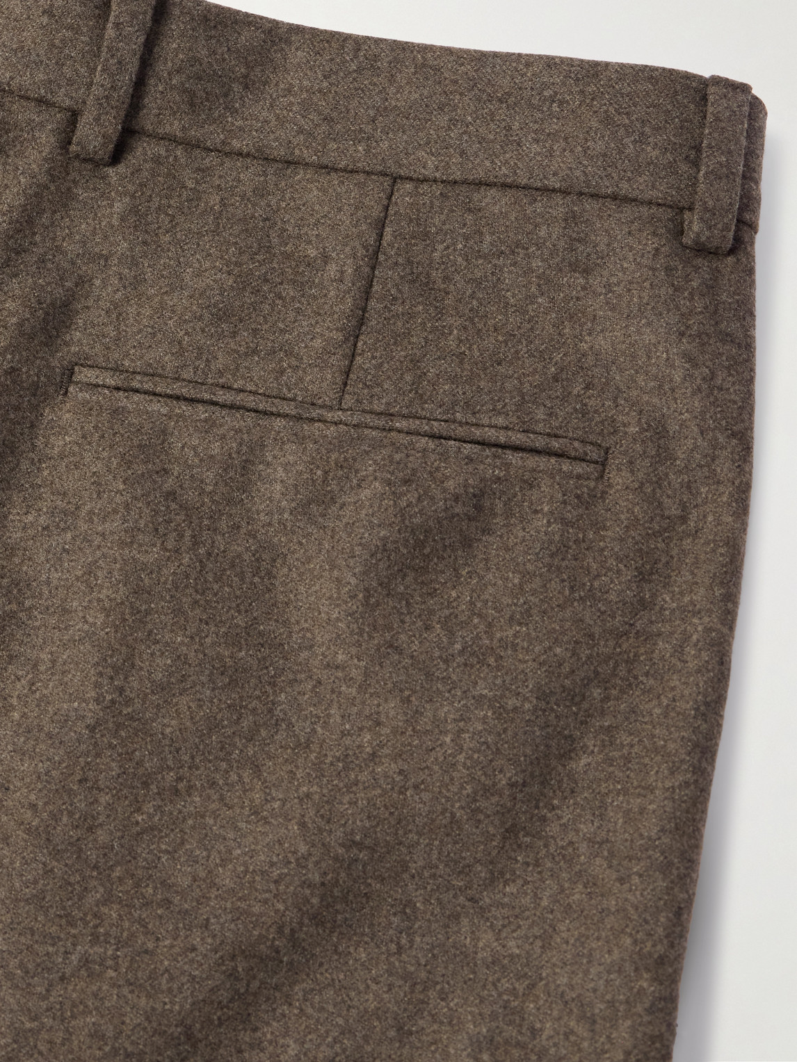 Shop Zegna Straight-leg Pleated Wool-flannel Trousers In Brown