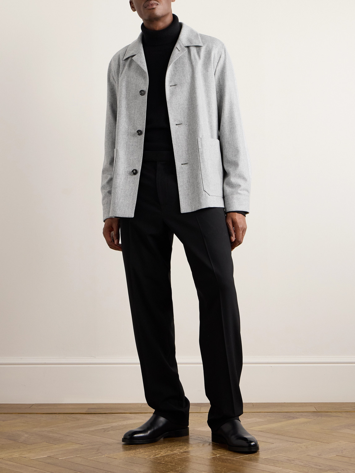 Zegna Brushed-wool Chore Jacket In Gray