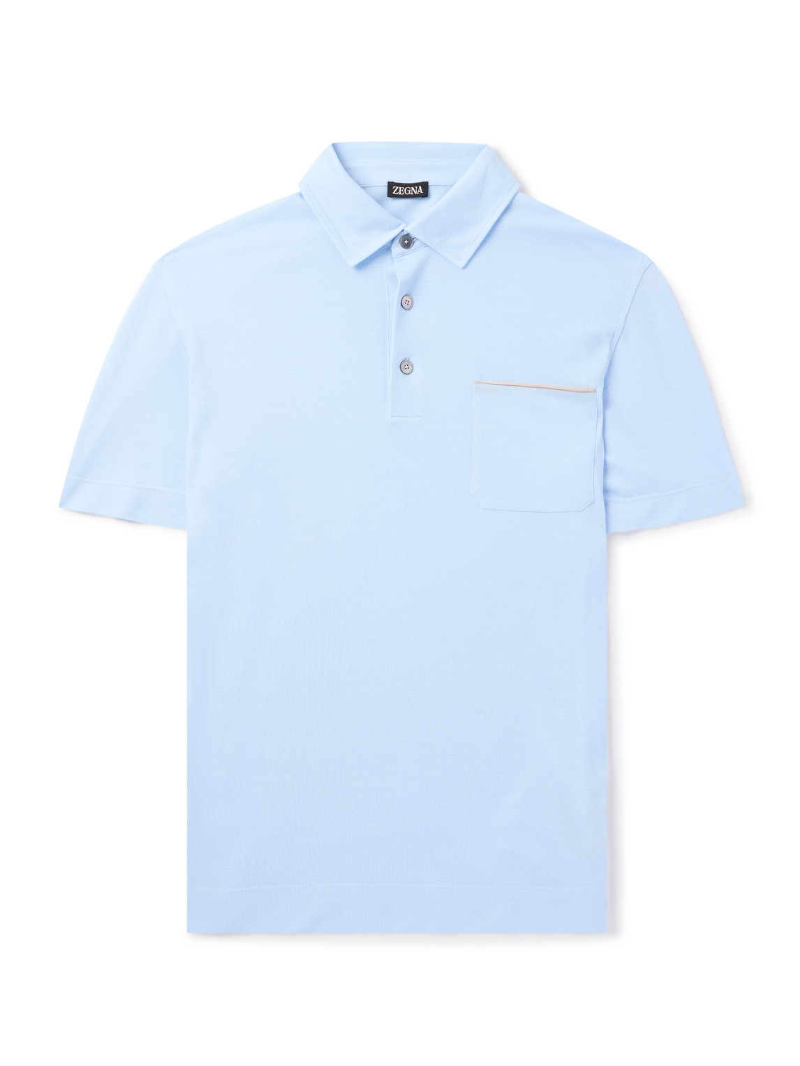 Slim-Fit Leather-Trimmed Cotton-Piqué Polo Shirt