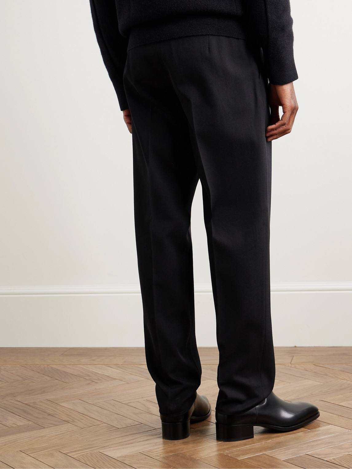Zegna Straight-leg Pleated Cotton And Wool-blend Twill Trousers In Black