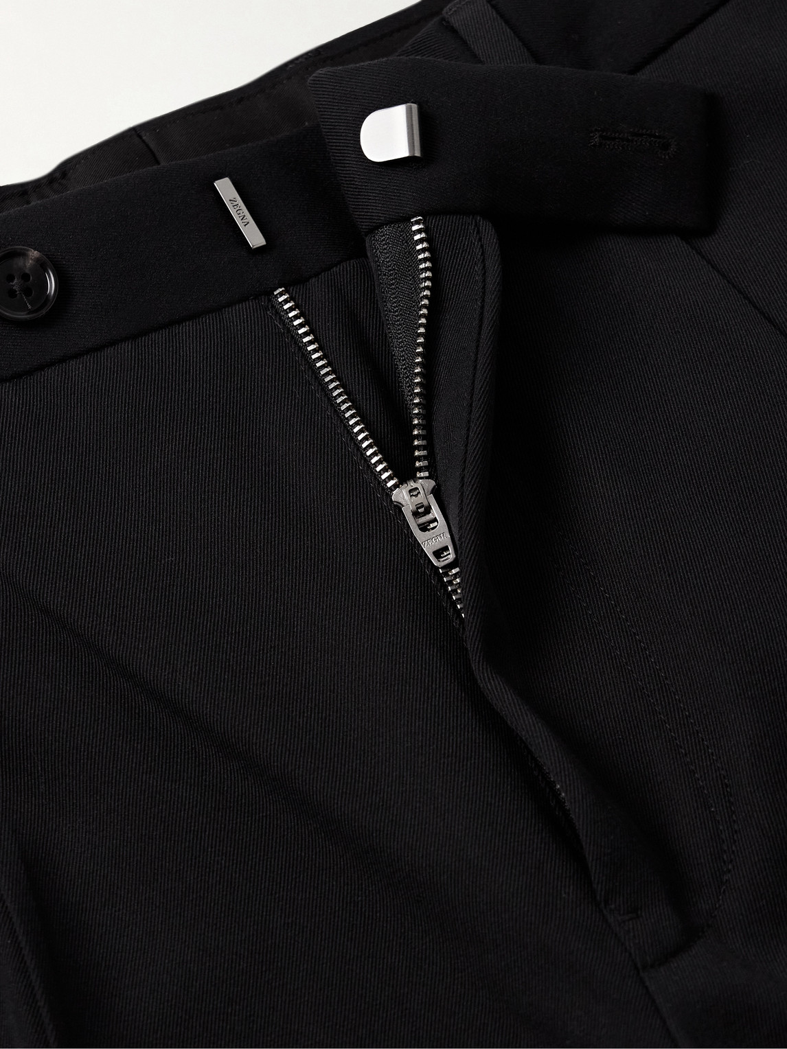 Zegna Straight-leg Pleated Cotton And Wool-blend Twill Trousers In Black