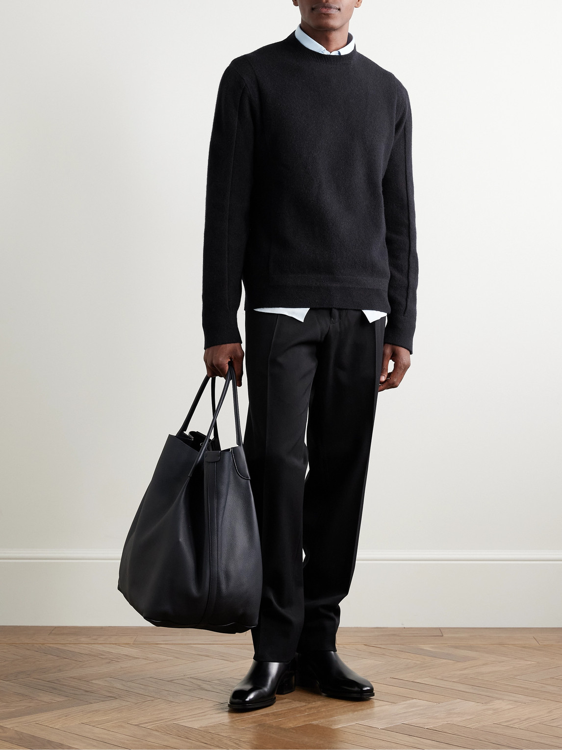 Zegna Straight-leg Pleated Cotton And Wool-blend Twill Trousers In Black